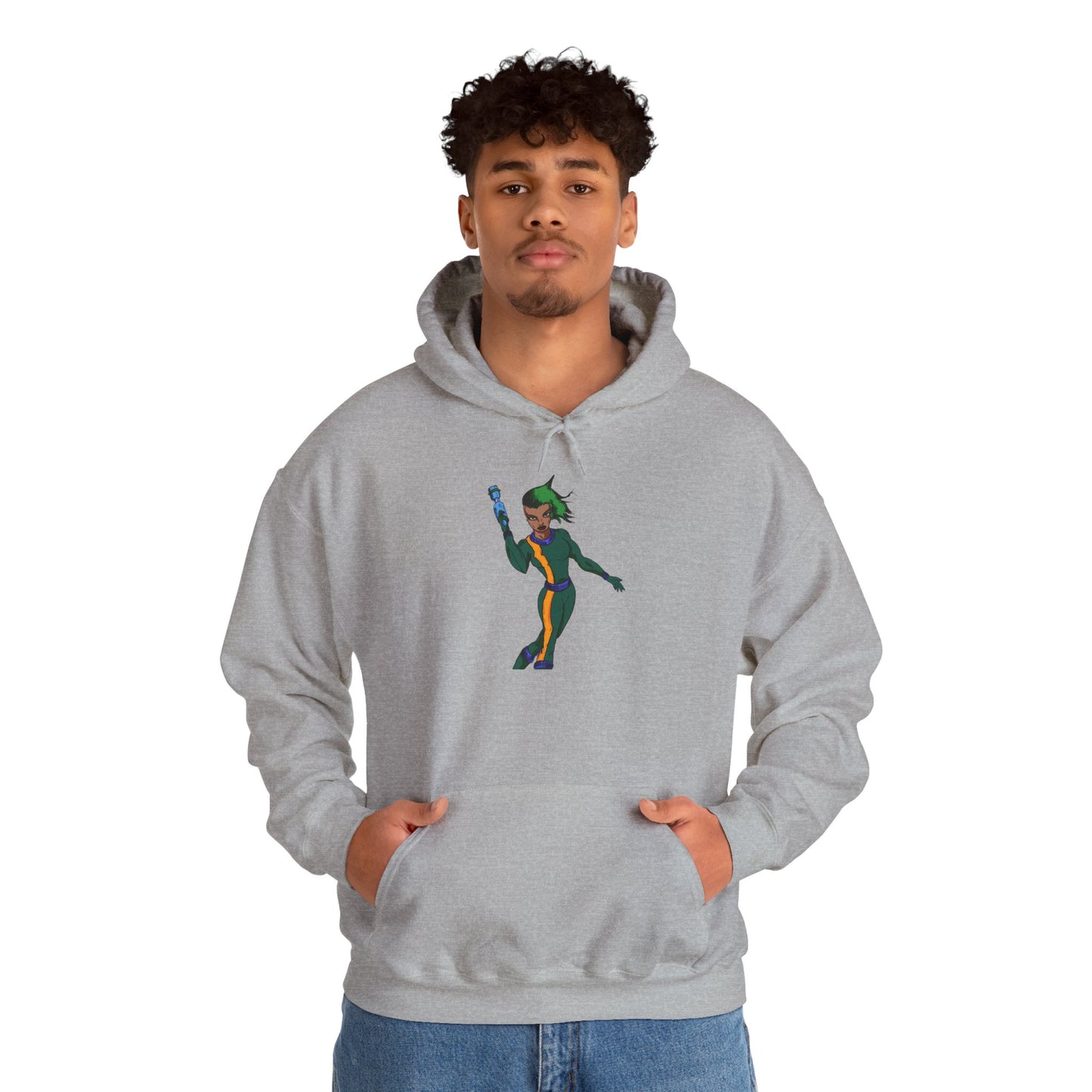 Funky Retro Space Warrior Hoodie - Unisex Heavy Blend™ Hooded Sweatshirt, Cozy Trendy Pullover, Perfect Gift for Dance Lovers, Party Vibes, [...]