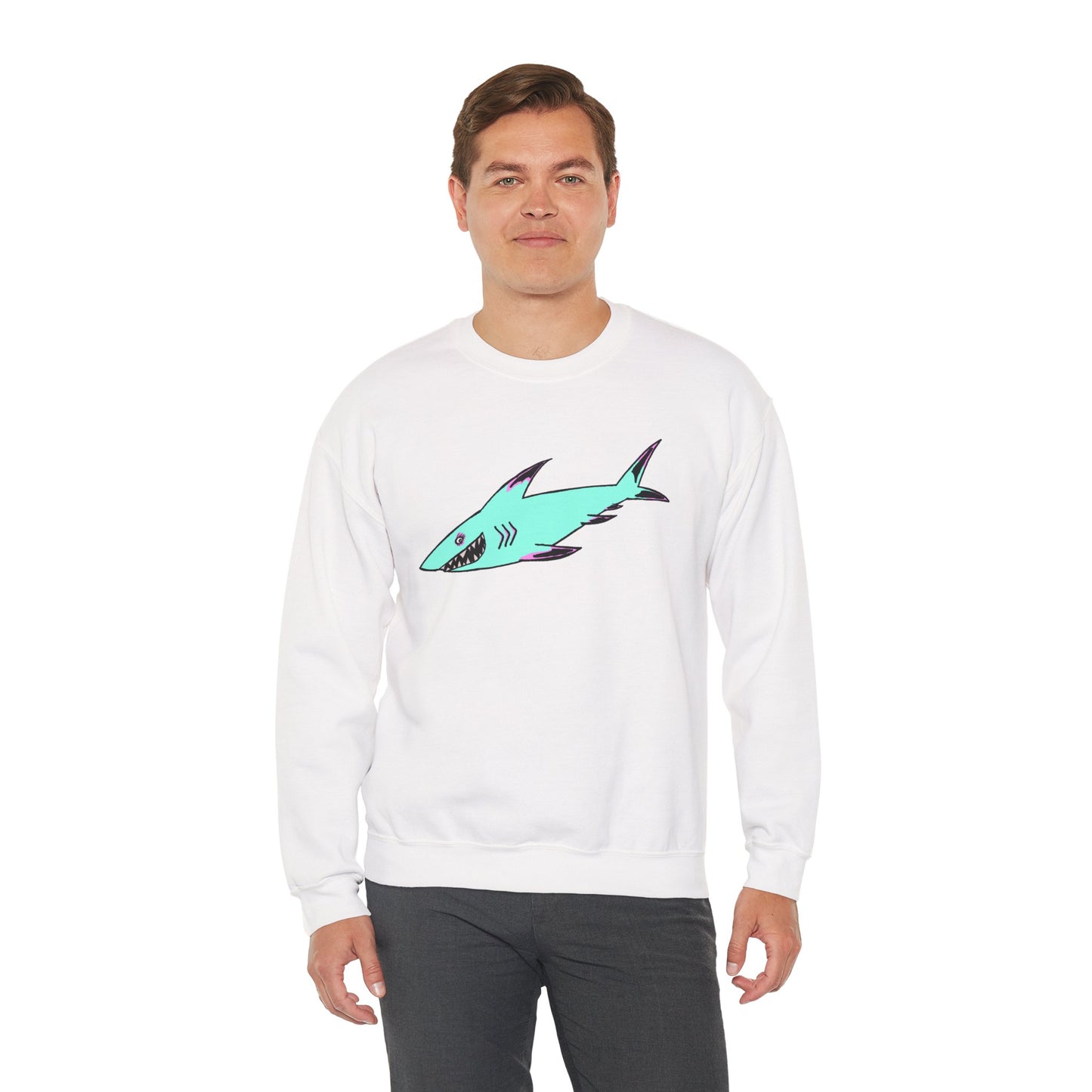 Charming Shark Graphic Sweatshirt - Unisex Heavy Blend™ Crewneck