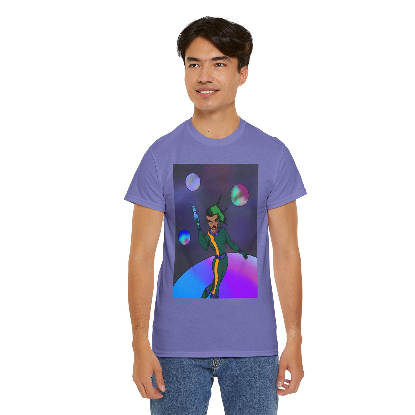 Cosmic Hero Vibe Tee - Unisex Heavy Cotton Tee, Space Art Shirt, Retro Sci-Fi T-Shirt, Gift for Space Lovers, Unique Graphic Tee