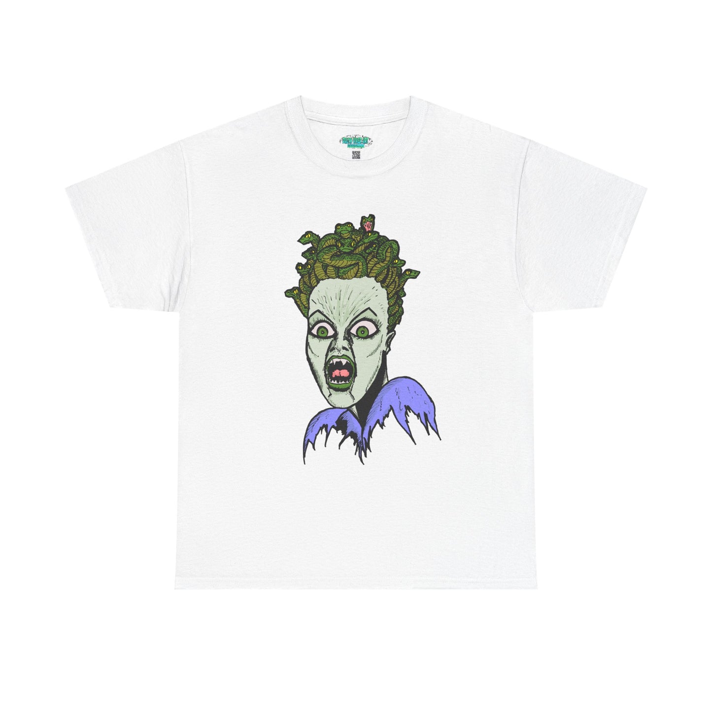 Spooky Medusa Unisex Heavy Cotton Tee - Perfect for Halloween, Horror Fans, Casual Wear, Party Outfits, Graphic Tees