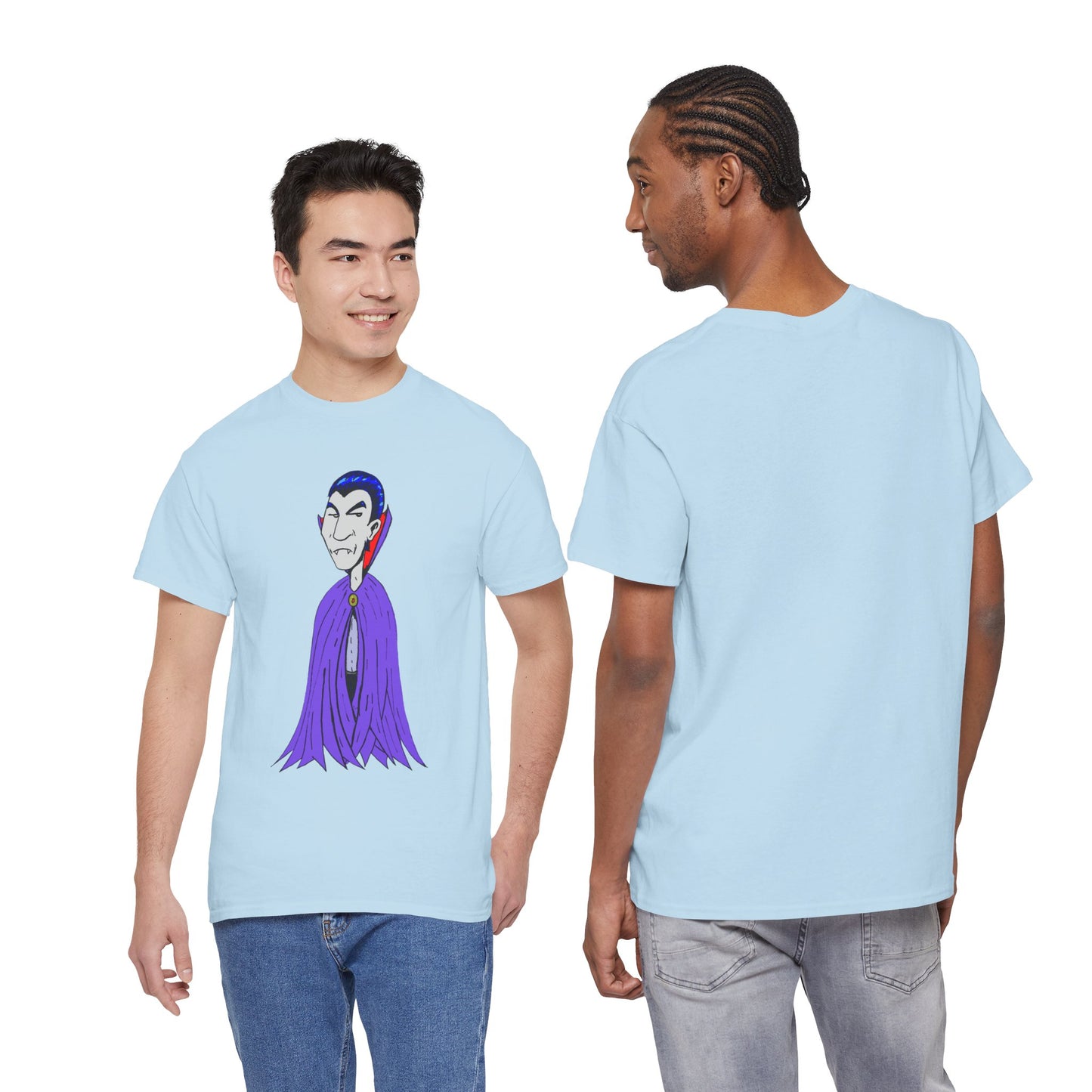 Vampire Cartoon Tee - Cute Purple Cloak Dracula Graphic T-Shirt