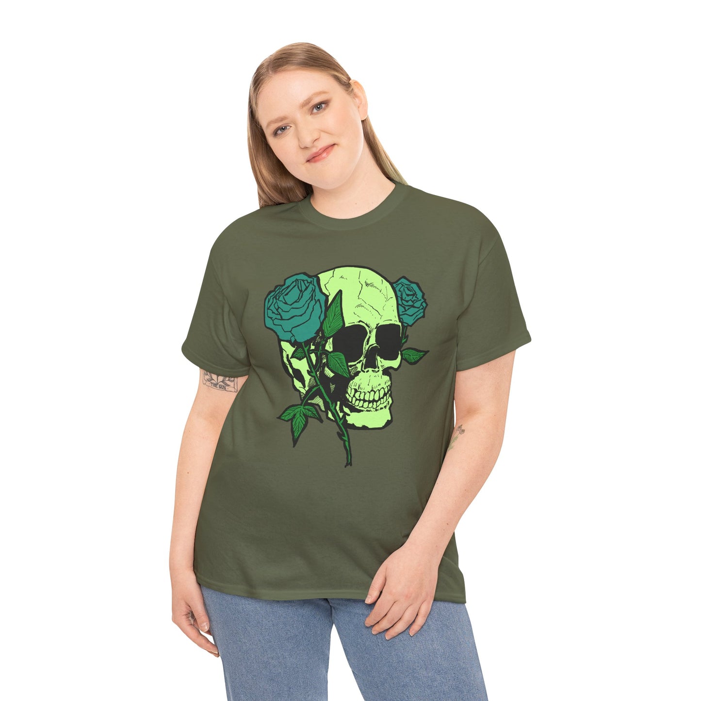 Skull & Rose Graphic Tee - Unisex Heavy Cotton Shirt