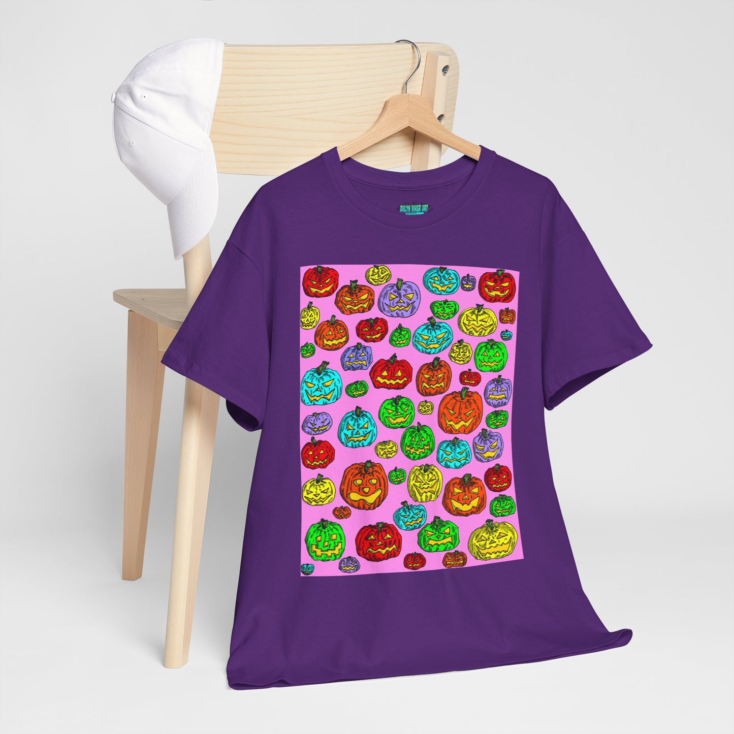 Colorful Pumpkin Graphic Tee, Unisex Cotton T-Shirt, Halloween Costume, Fall Apparel, Trendy Graphic Shirt, Casual Wear