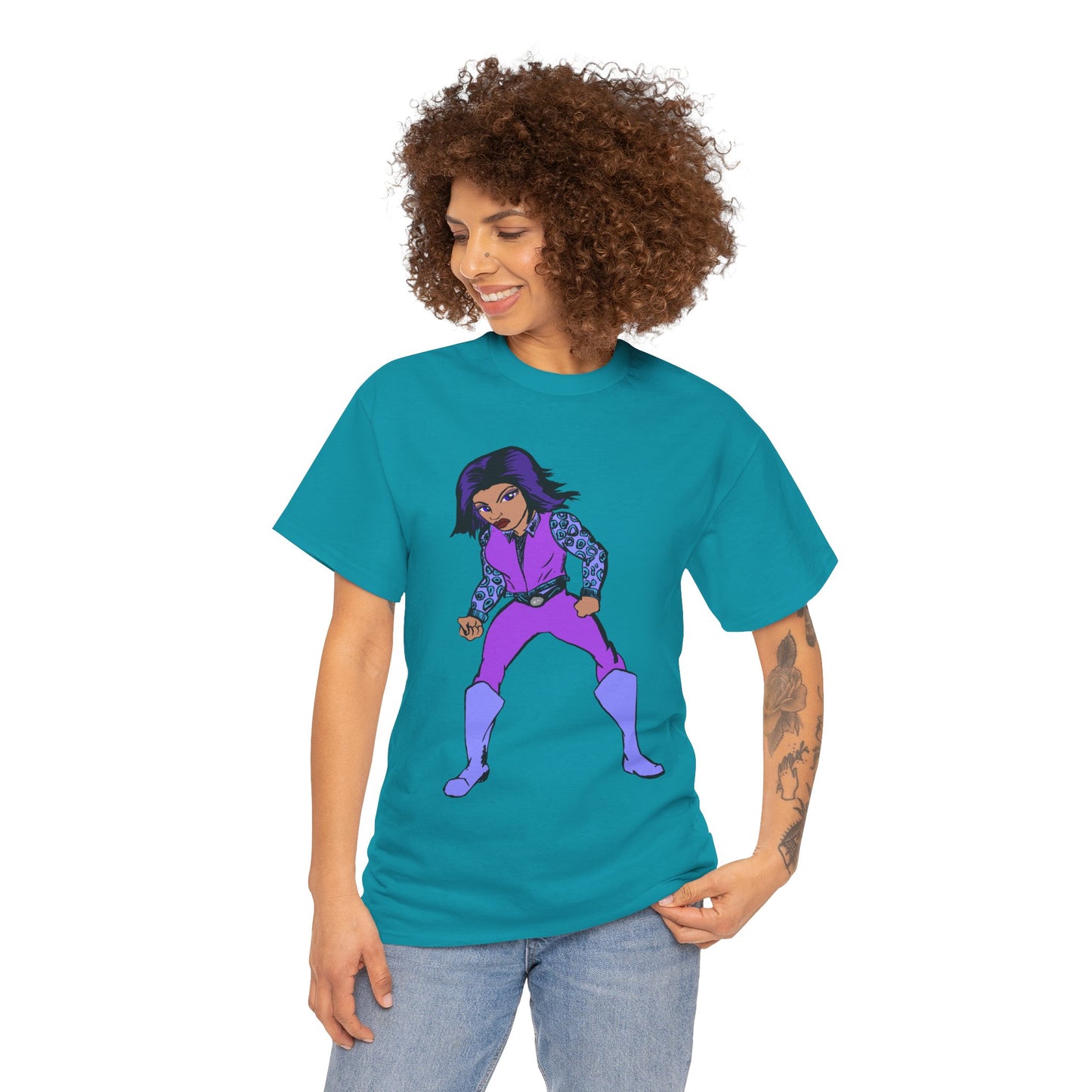 Retro Cartoon Hero Woman Character Unisex Heavy Cotton Tee, Vintage Graphic Tee, Fun T-Shirt, Gift for Fans, Casual Wear, Everyday Tee