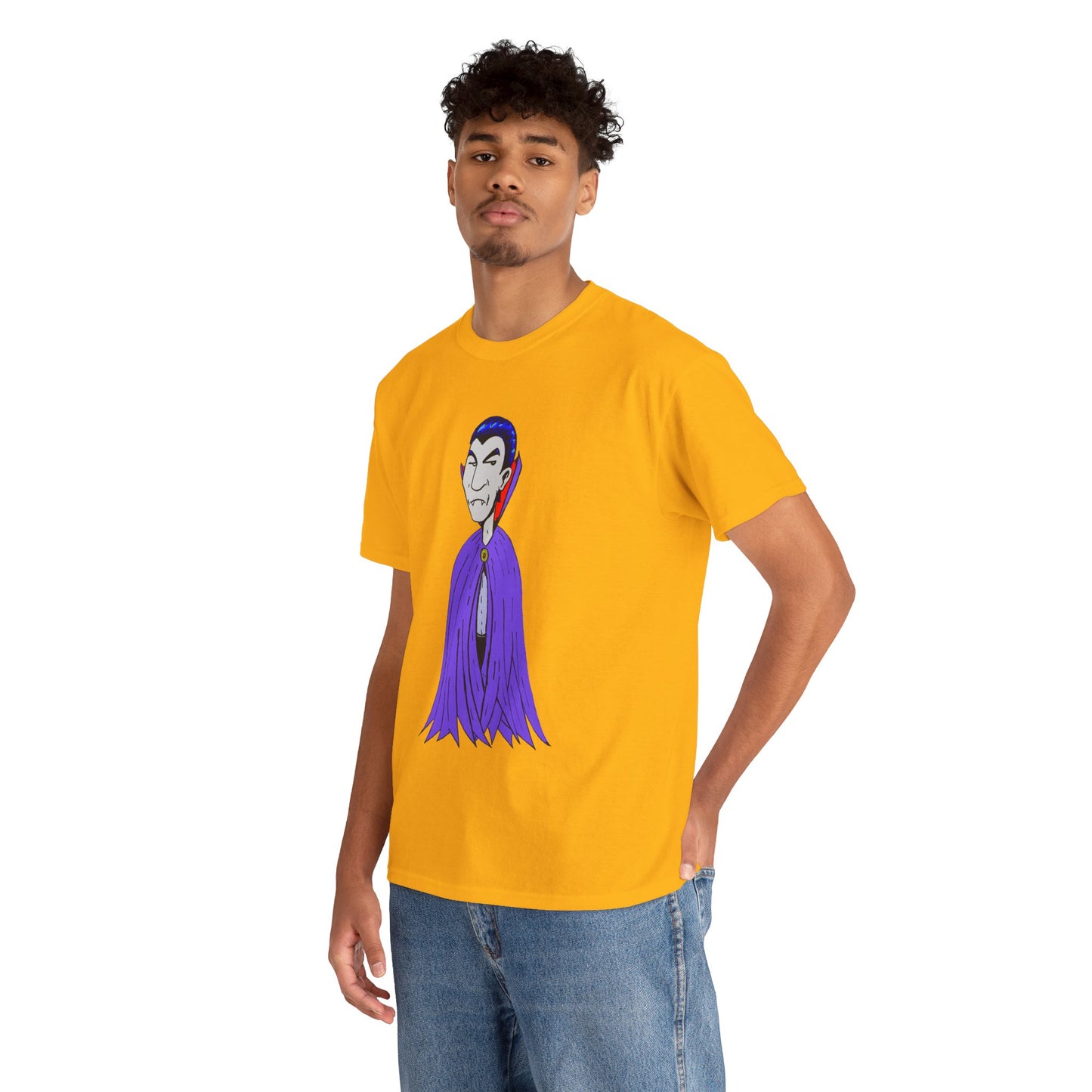 Vampire Cartoon Tee - Cute Purple Cloak Dracula Graphic T-Shirt