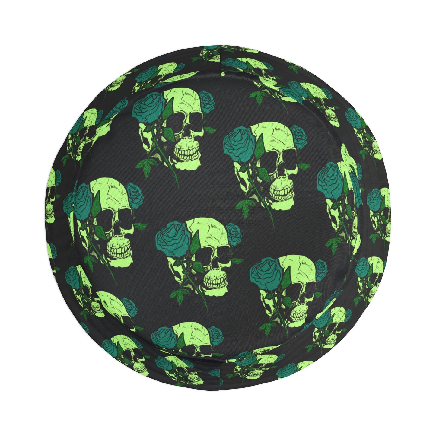Gothic Rose Skull Bucket Hat, Trendy AOP Hat, Festival Headwear, Unisex Summer Accessory, Edgy Gift Idea, Streetwear Fashion