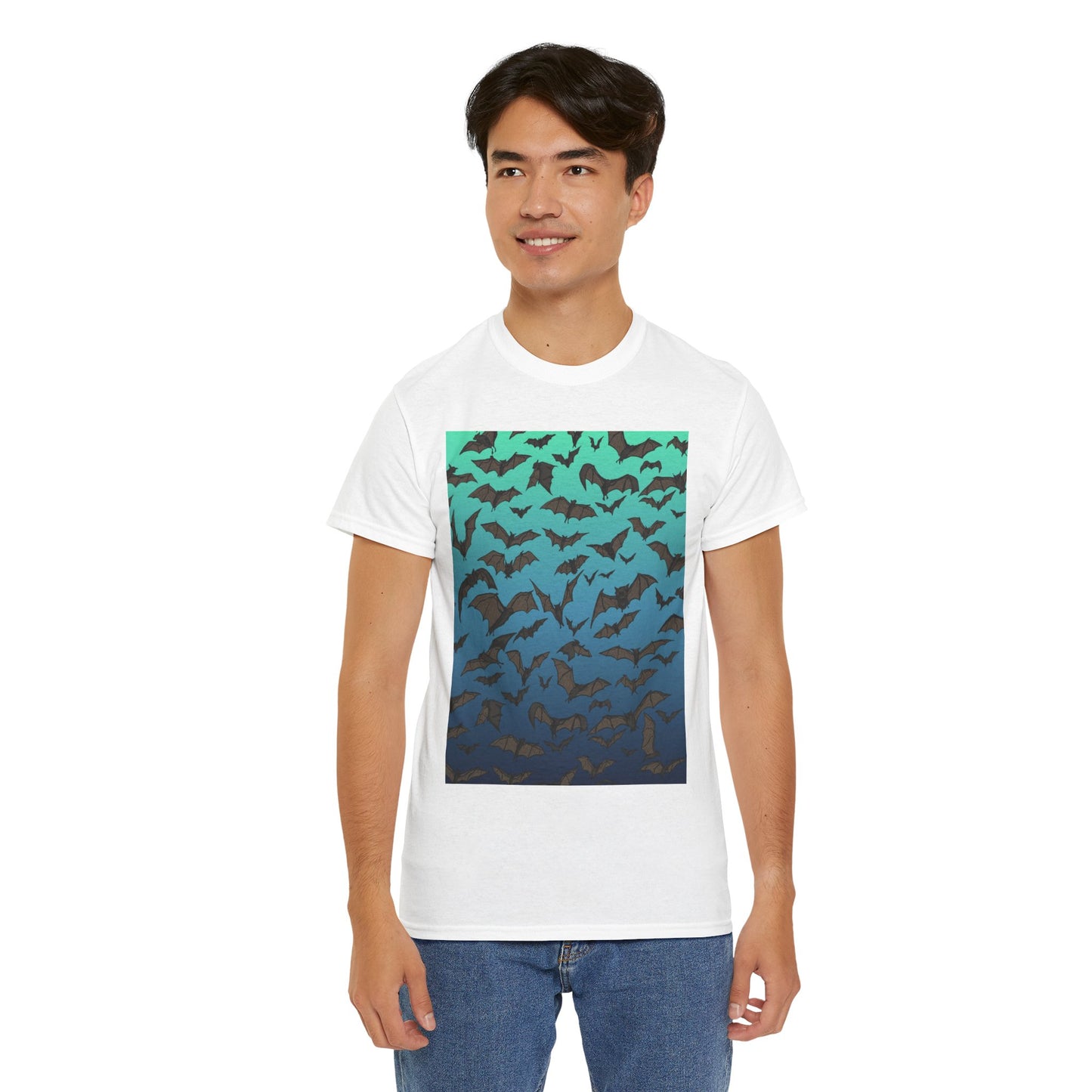 Bat Swarm Graphic Tee — Gradient Night Flight T-Shirt
