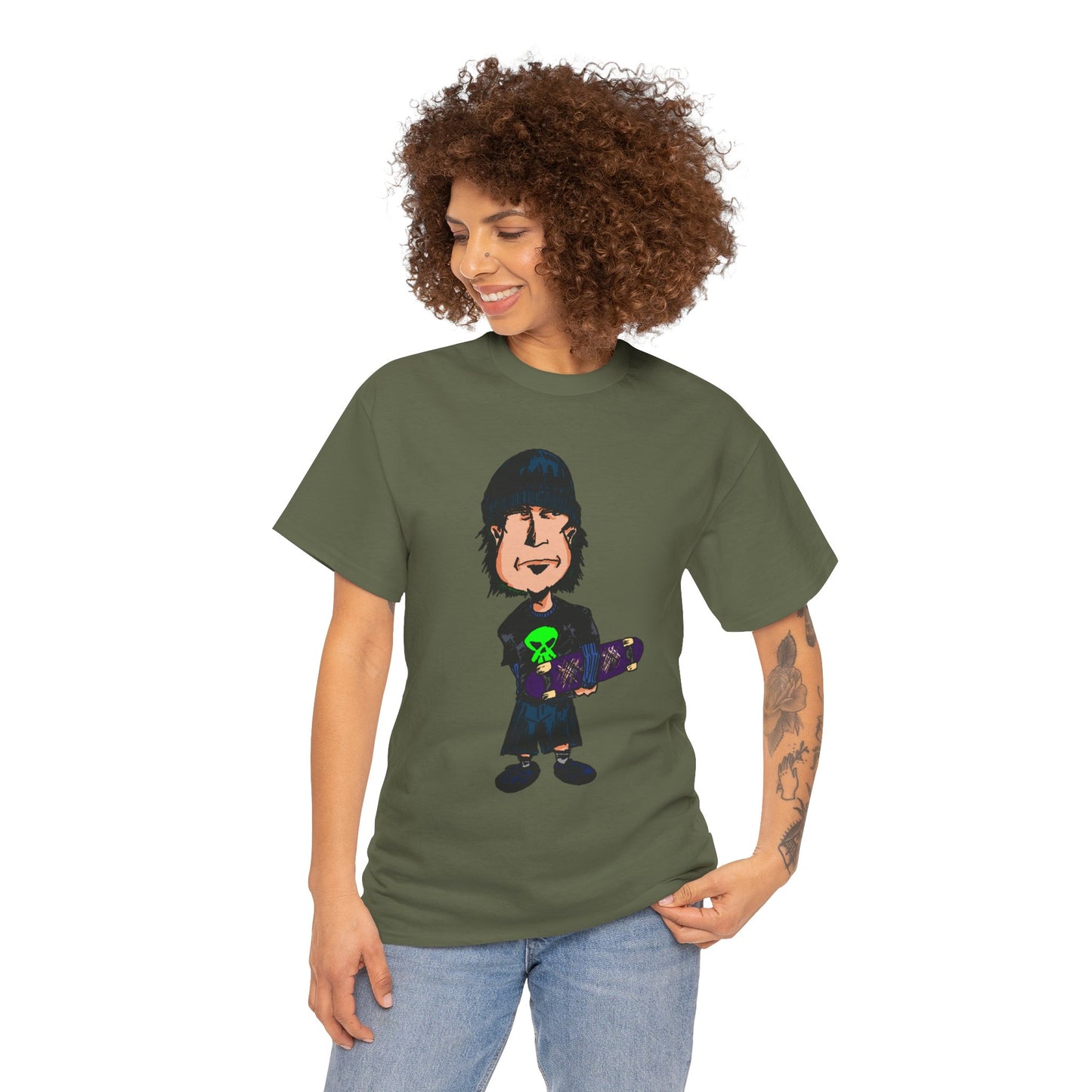 Rude Skater Dude - Skate Punk Cartoon Tee – Boy with Skateboard Graphic Shirt
