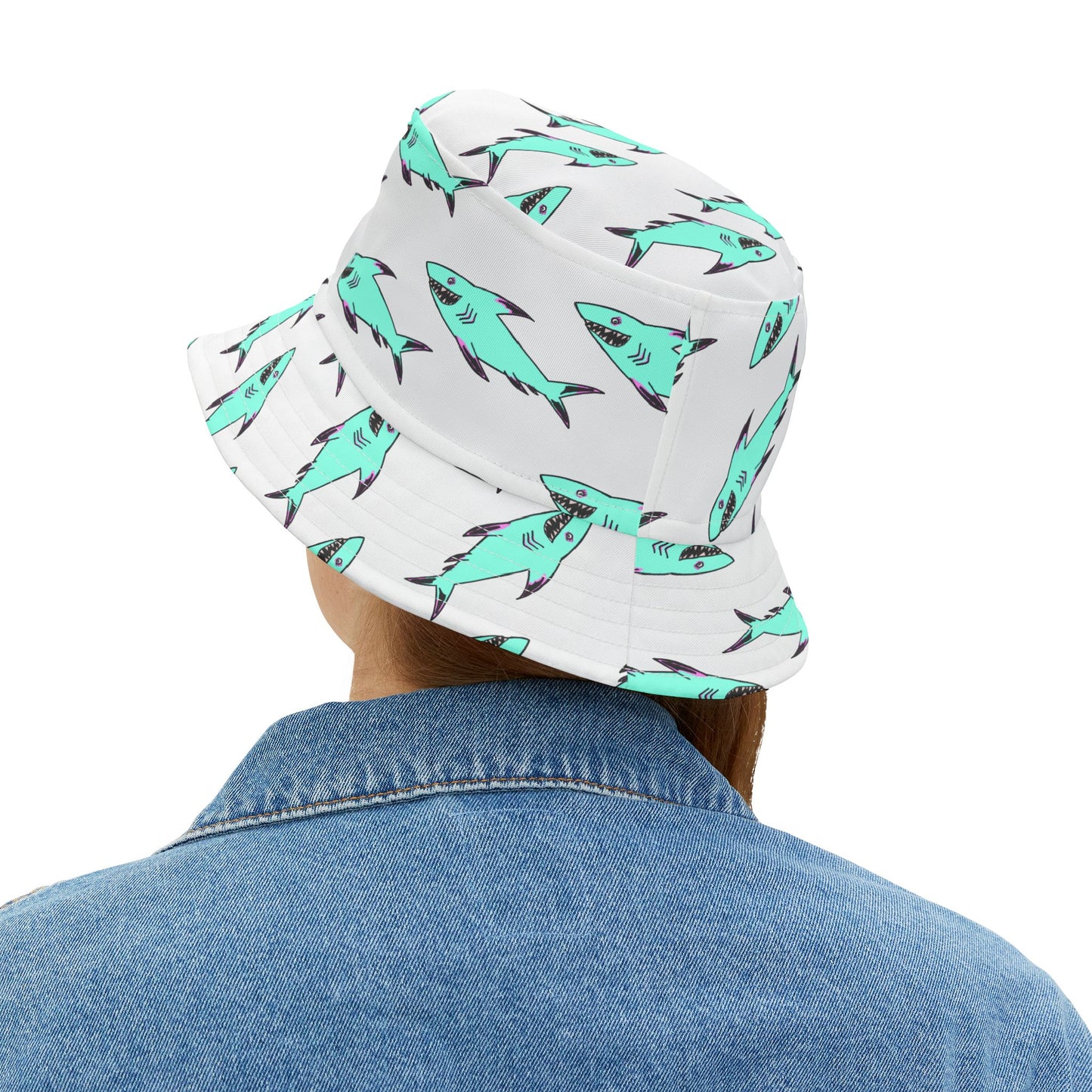 Shark Print Bucket Hat, Stylish Summer Accessory, Beach Wear, Perfect Gift for Ocean Lovers, Trendy Outdoor Hat