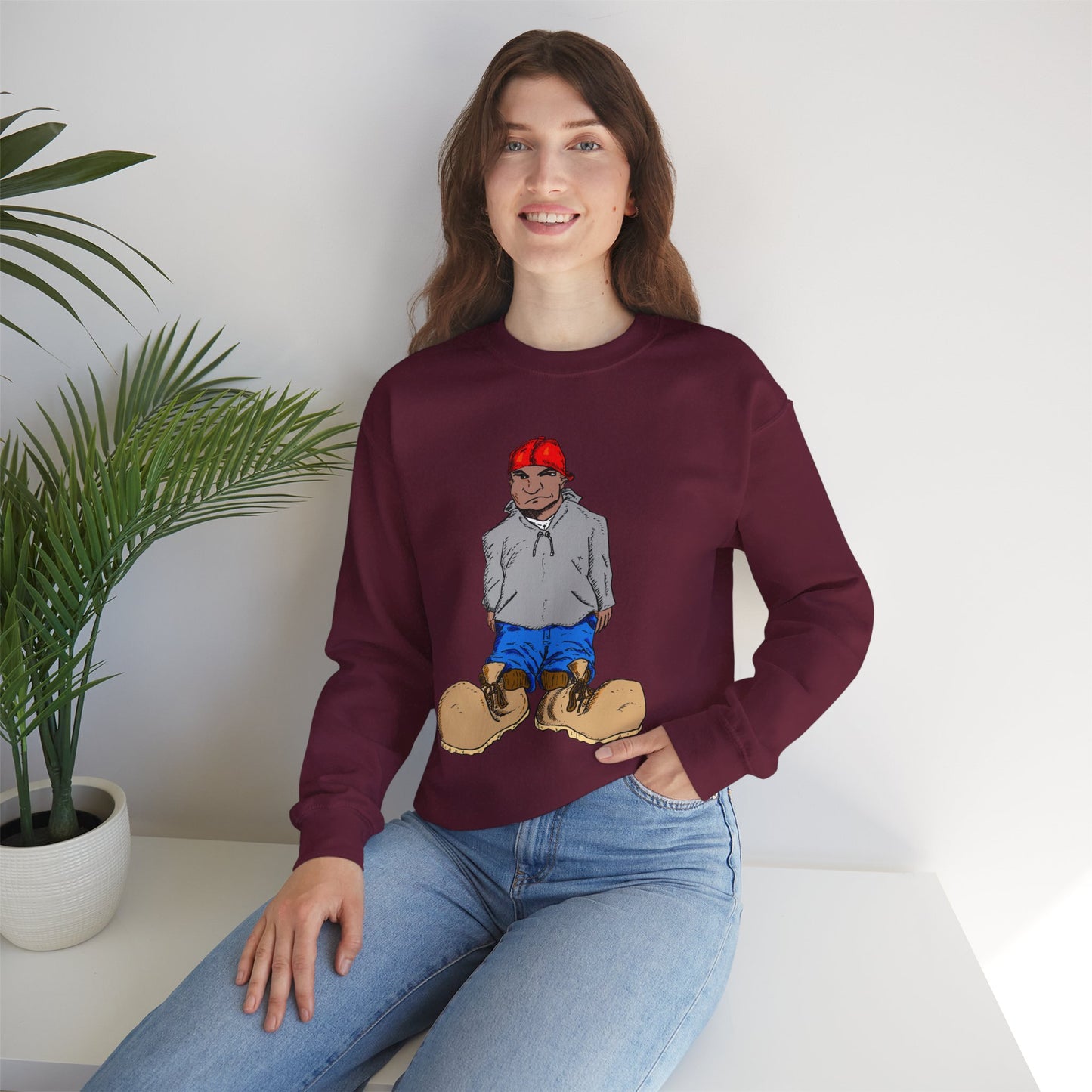 Urban Street Fun Character Boots Art Unisex Crewneck Sweatshirt