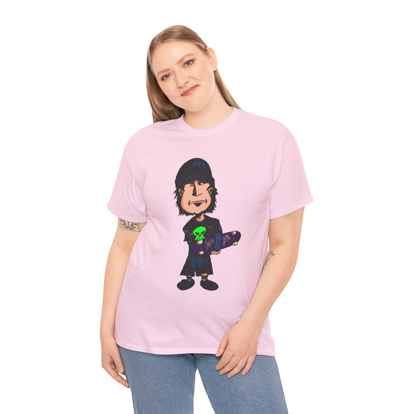 Rude Skater Dude - Skate Punk Cartoon Tee – Boy with Skateboard Graphic Shirt