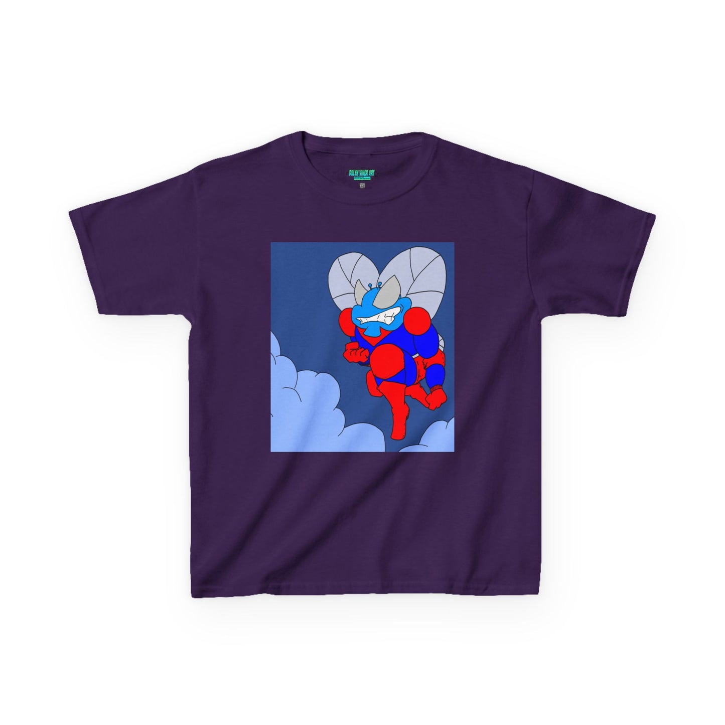 The Astounding Astro-Fly - Up in the Clouds - Kids Superhero Graphic Tee - Fun Cartoon Design for Playful Days