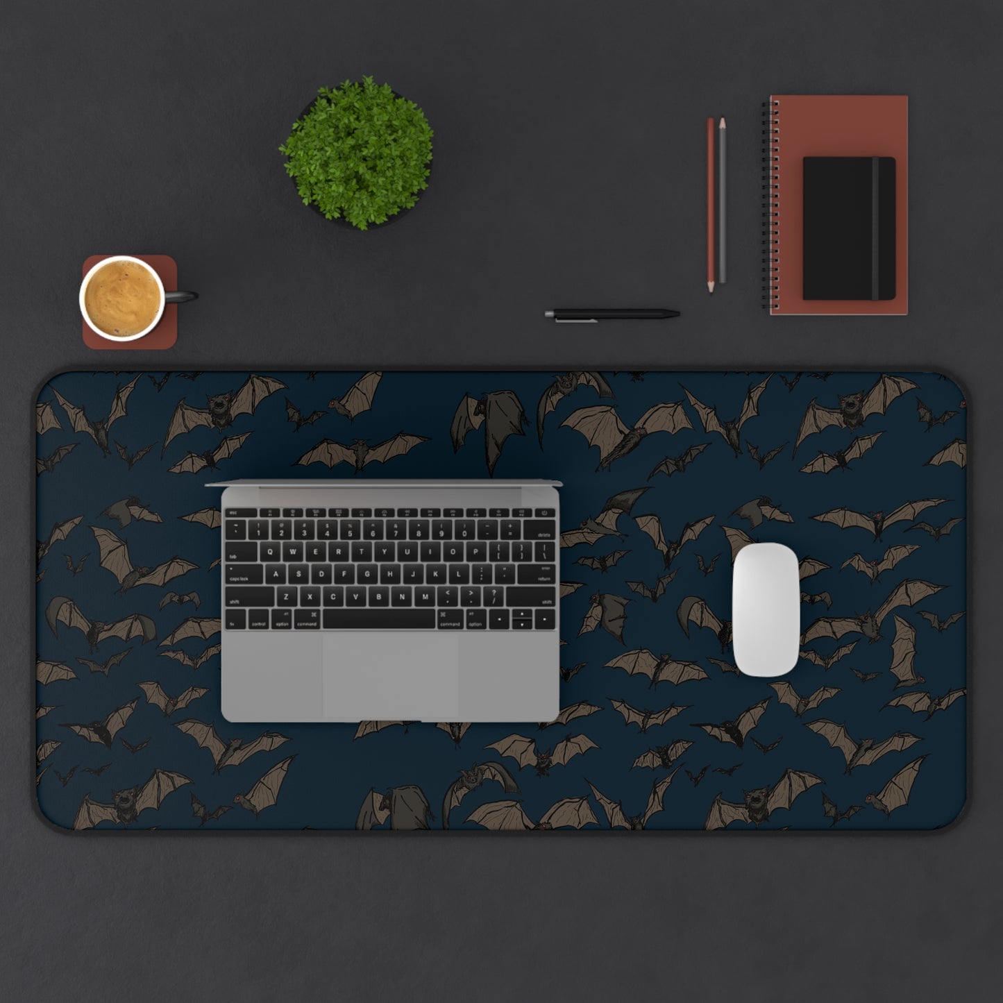 Gothic Bat Midnight Desk Mat - Dark Themed Mat for Halloween, Office Decor, Gamer Pad, Stylish Workspace, Unique Gift