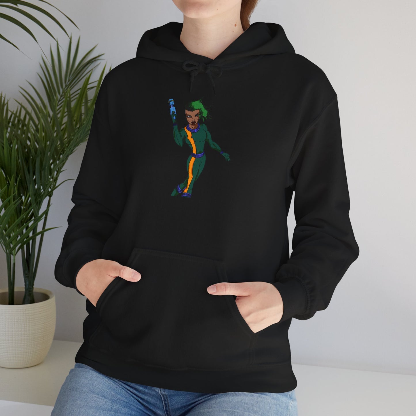 Funky Retro Space Warrior Hoodie - Unisex Heavy Blend™ Hooded Sweatshirt, Cozy Trendy Pullover, Perfect Gift for Dance Lovers, Party Vibes, [...]