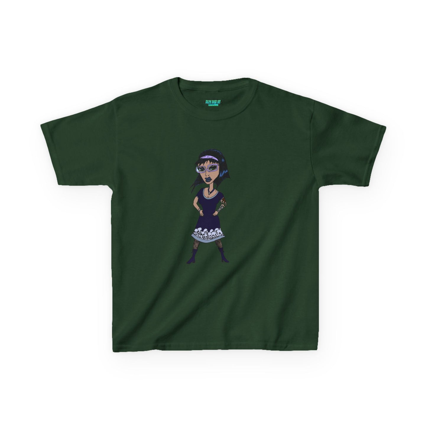 Kids Tee — Vintage Gothic Girl Cartoon Graphic Tee for Children