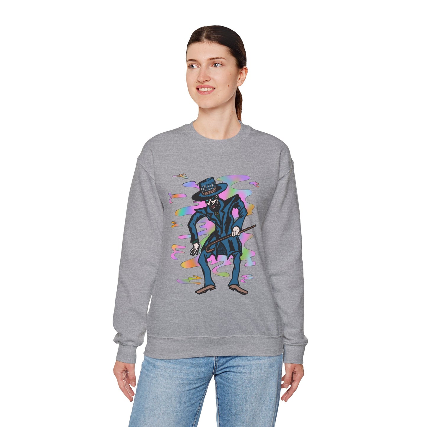 Vibrant Voodoo Graphic Crewneck Sweatshirt - Unisex Halloween Vibe