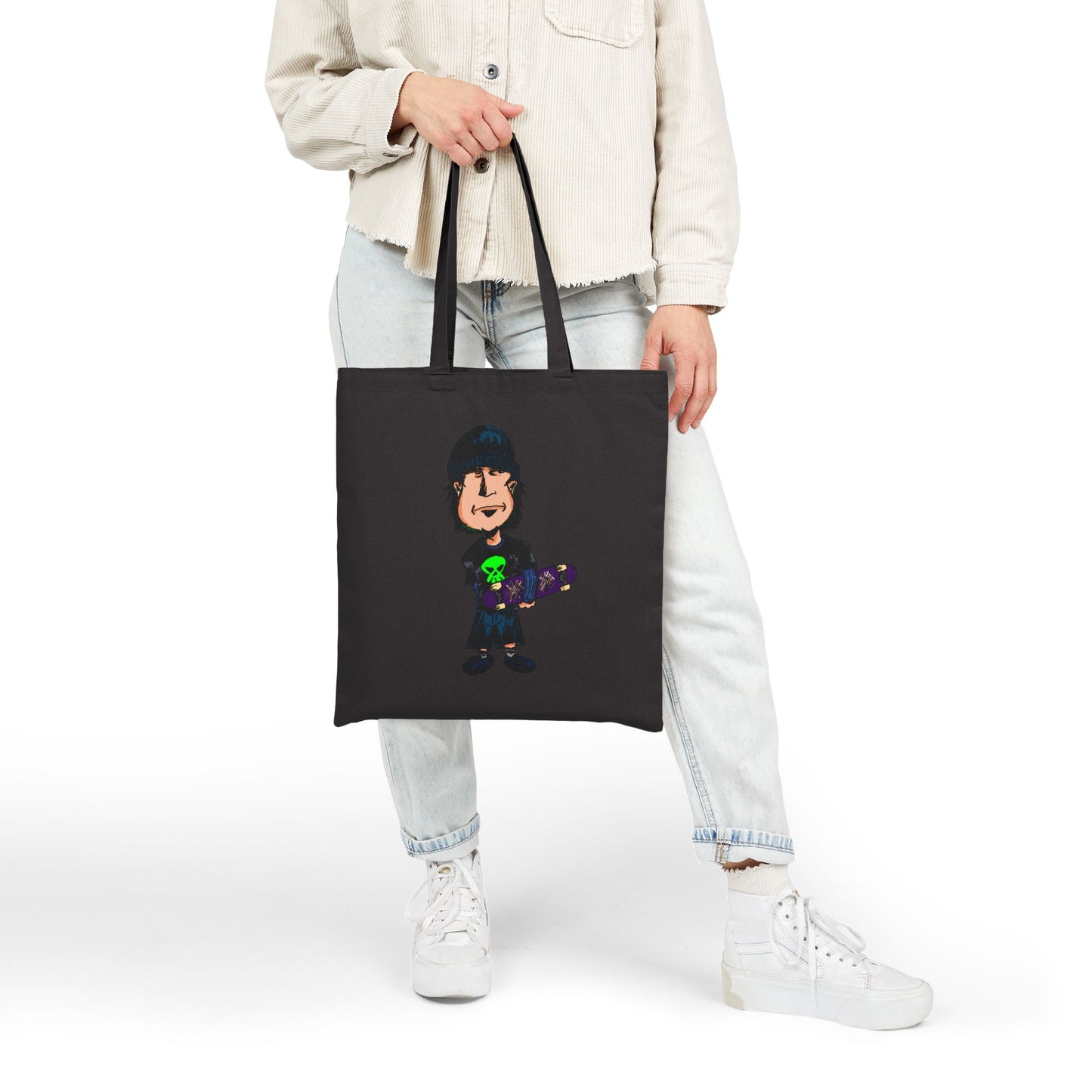 Rude Skater Dude - Skateboarder Cartoon Canvas Tote Bag – Cute Emo Skate Graphic
