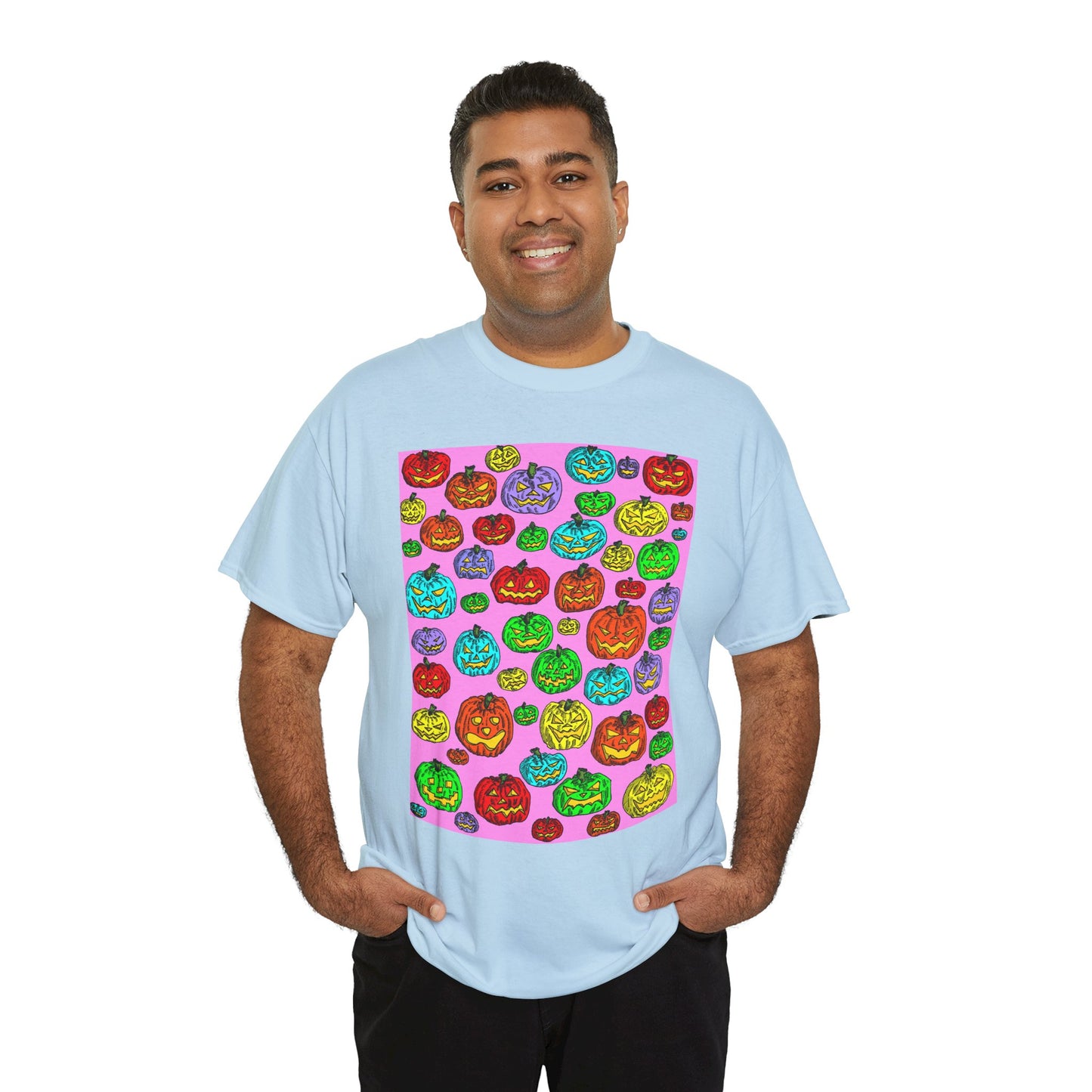 Colorful Pumpkin Graphic Tee, Unisex Cotton T-Shirt, Halloween Costume, Fall Apparel, Trendy Graphic Shirt, Casual Wear