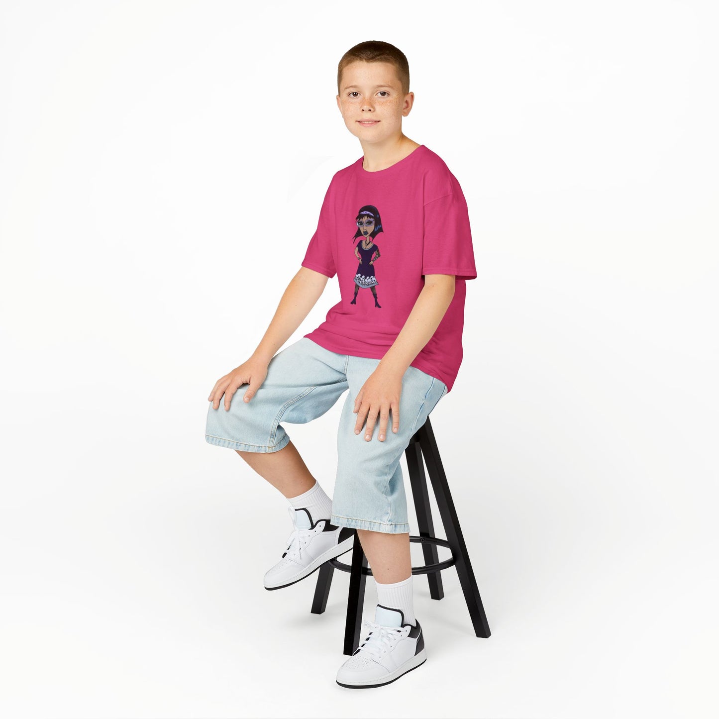Kids Tee — Vintage Gothic Girl Cartoon Graphic Tee for Children