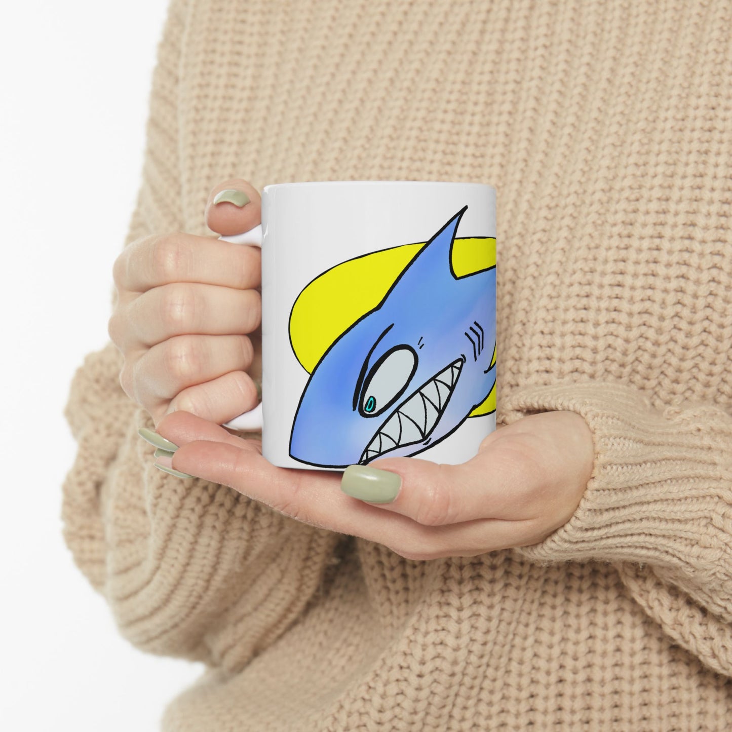 Sharky Ceramic Mug - Fun Gift for Ocean Lovers, Coffee Cup, Shark Enthusiast Mug, Unique Kitchenware, Birthday Present