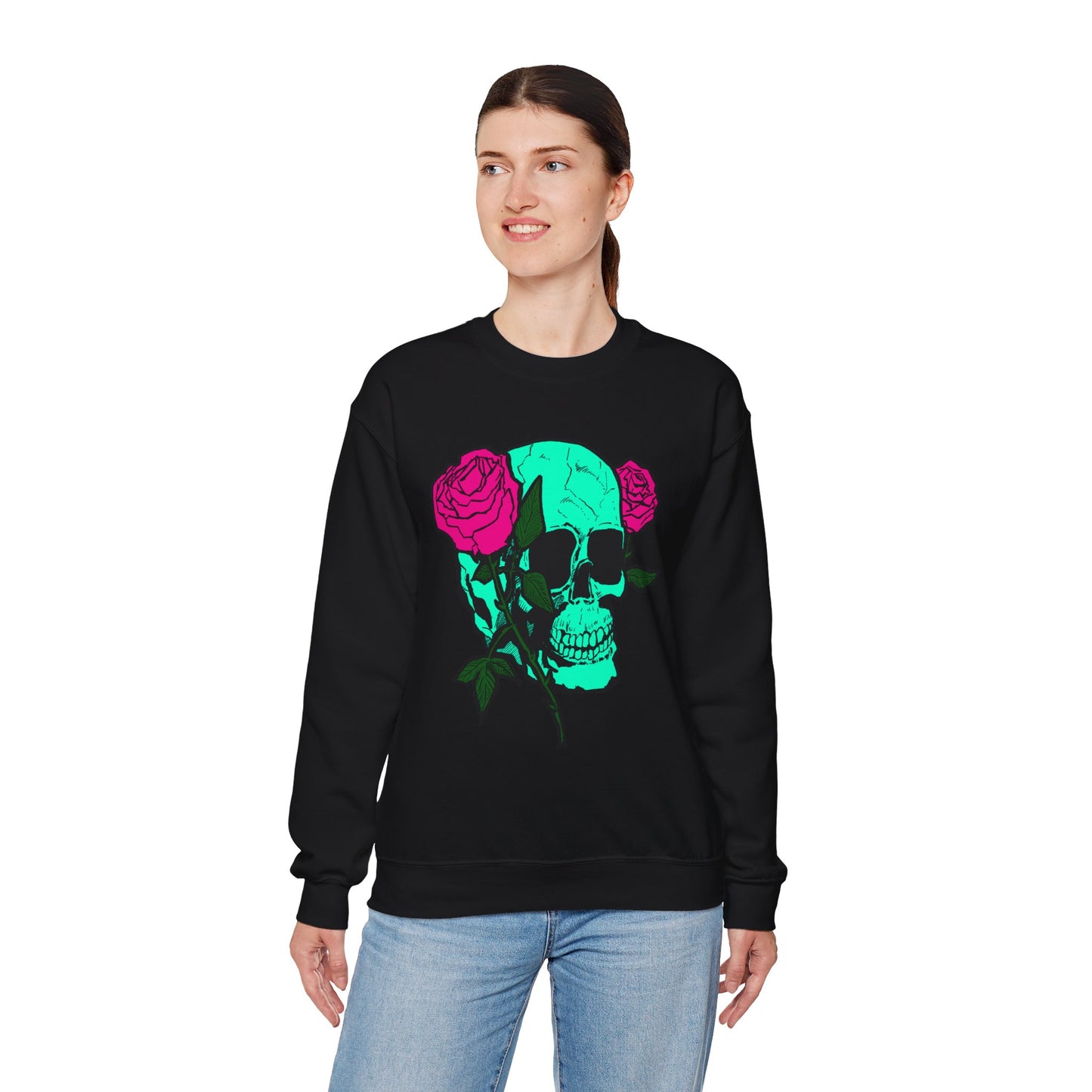 Skull and Roses Crewneck Sweatshirt for Trendsetters