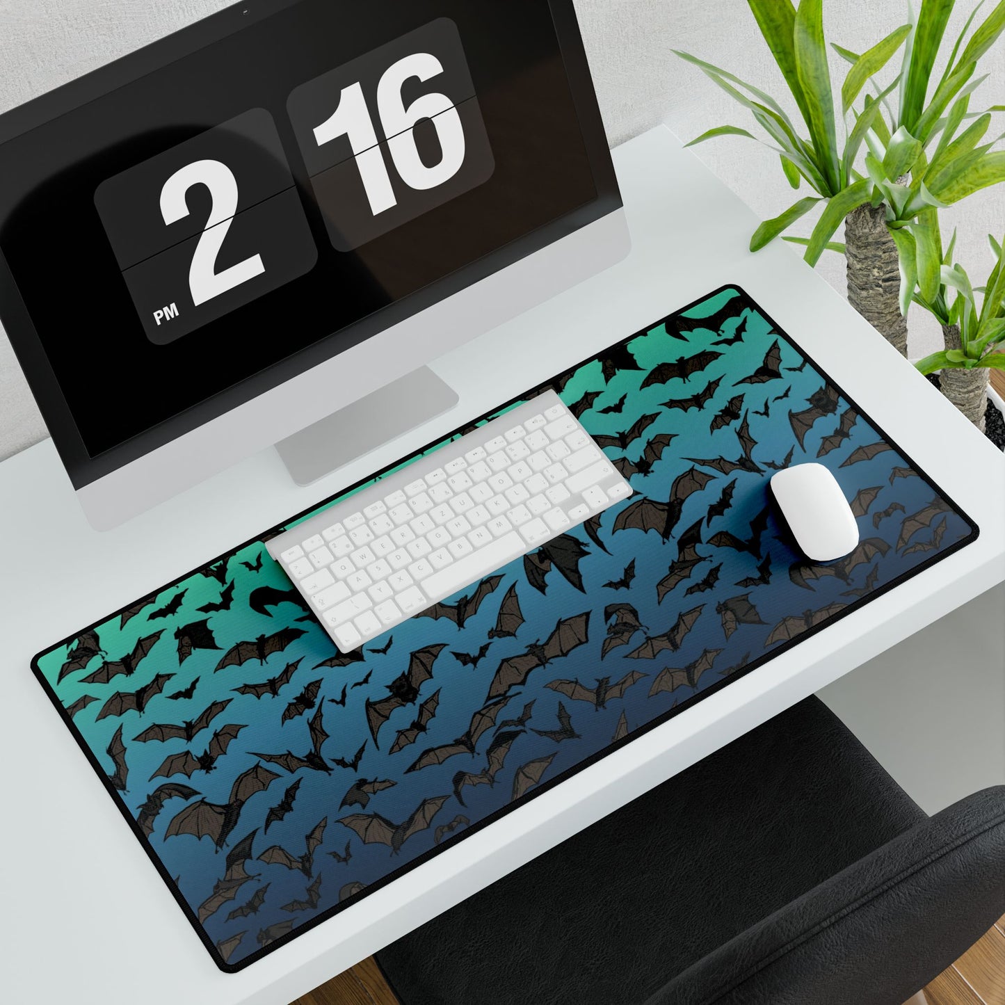 Bats Flight Oversized Desk Mat — Gothic Gradient Gaming & Office Mouse Pad and Card Playing Mat