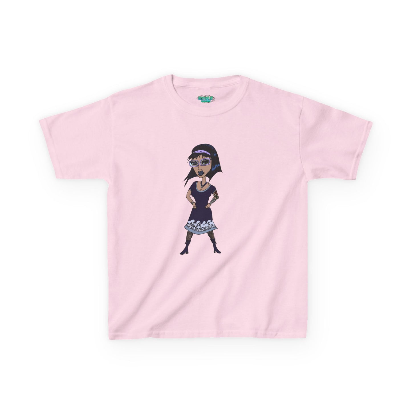 Kids Tee — Vintage Gothic Girl Cartoon Graphic Tee for Children