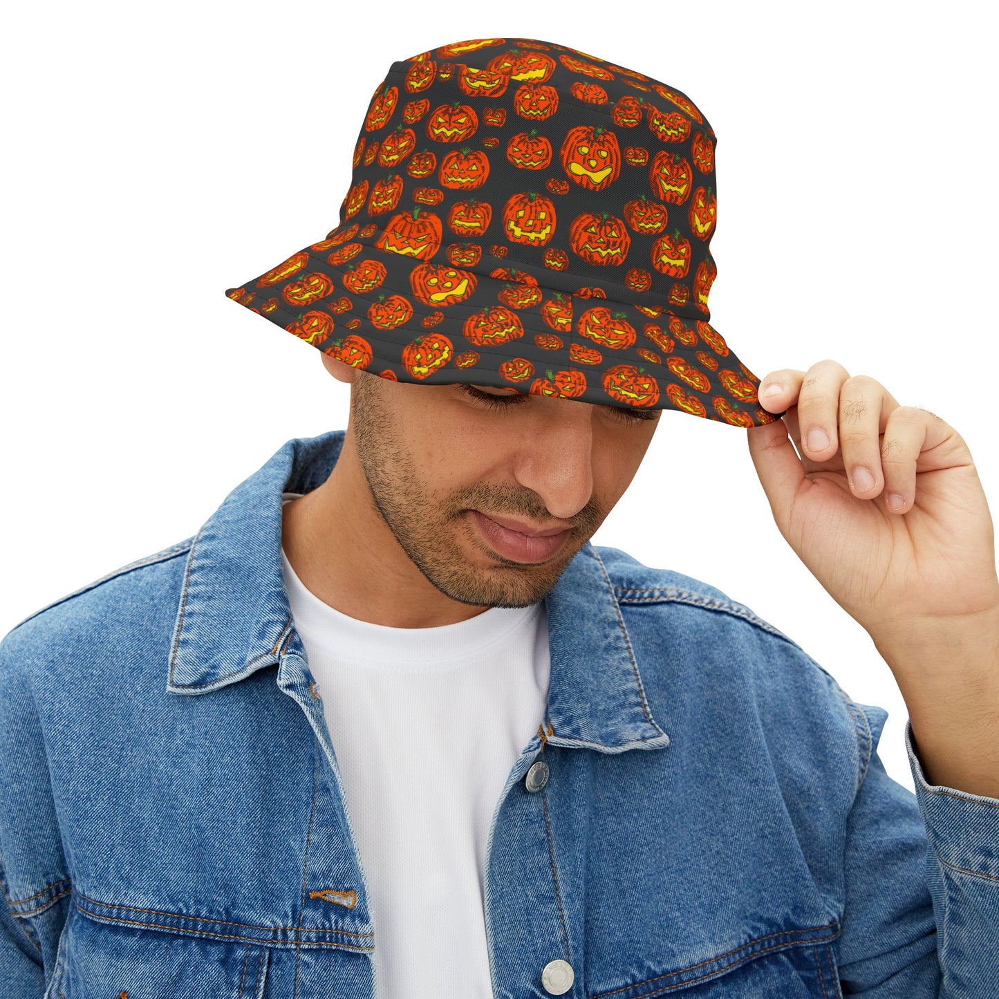 Halloween Pumpkin Bucket Hat, Festive Accessory for Fall, Trick or Treat Gear, Unisex Hat, Autumn Outdoor Fun, Spooky Style