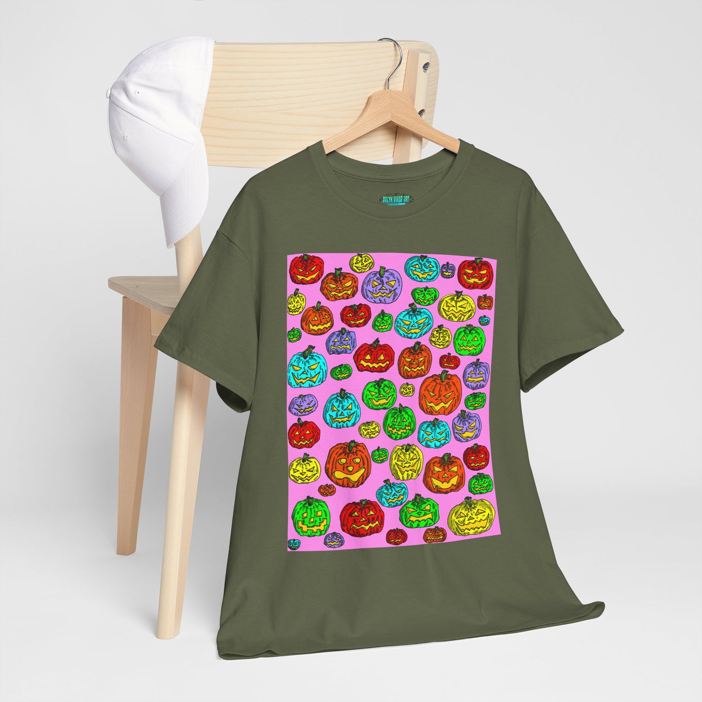 Colorful Pumpkin Graphic Tee, Unisex Cotton T-Shirt, Halloween Costume, Fall Apparel, Trendy Graphic Shirt, Casual Wear