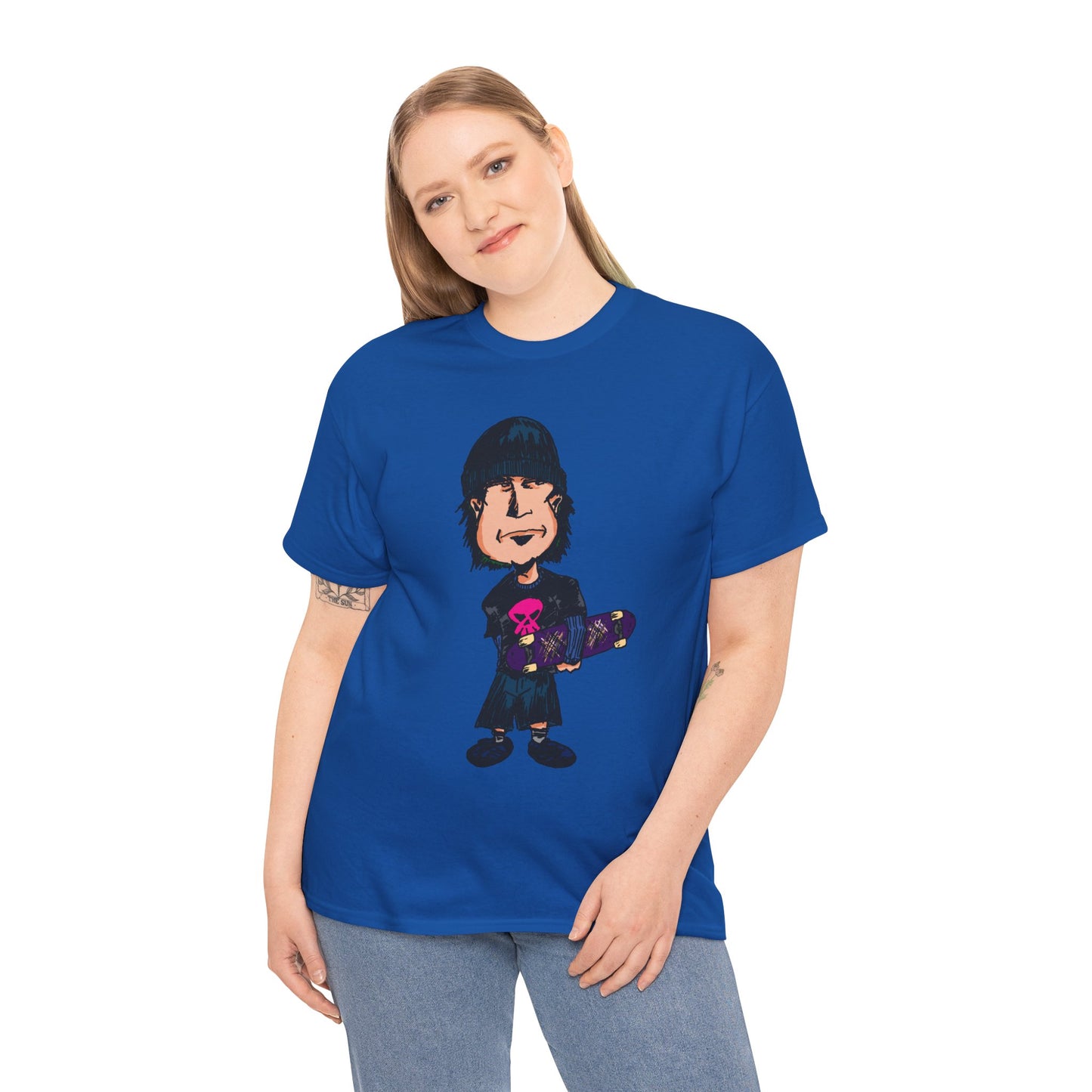 Rude Skater Dude - Skate Punk - Skater Kid Cartoon T‑Shirt — Cute Skateboarder Graphic Tee