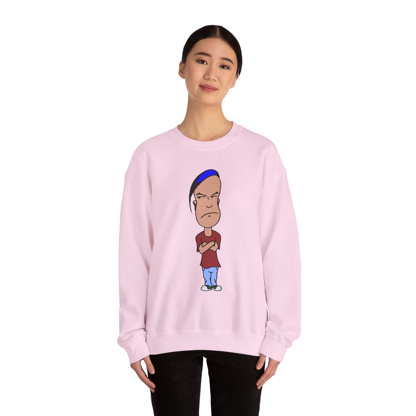 Smug Cartoon Graphic Crewneck Sweatshirt for Casual Style