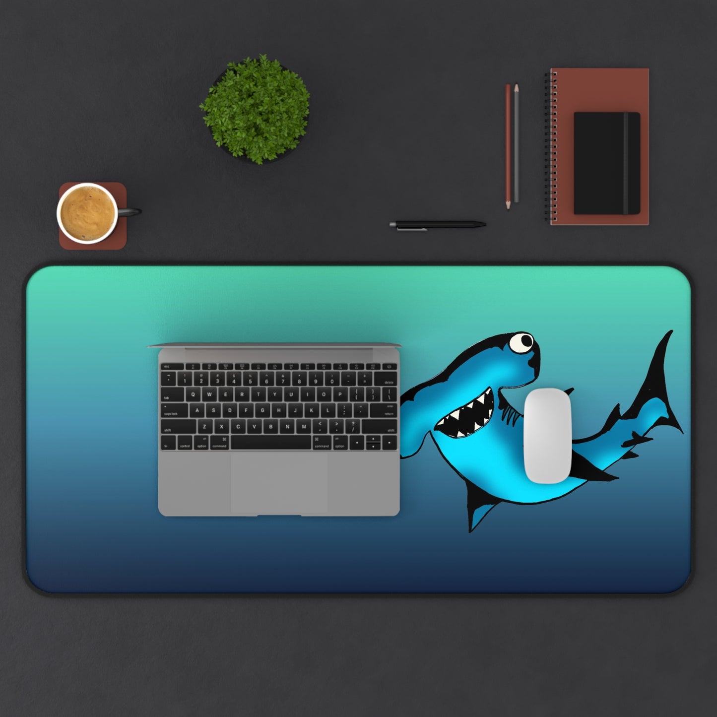 Harley Hammerhead Shark Desk Mat — Gradient Ocean Mouse Pad for Gamers & Marine Lovers
