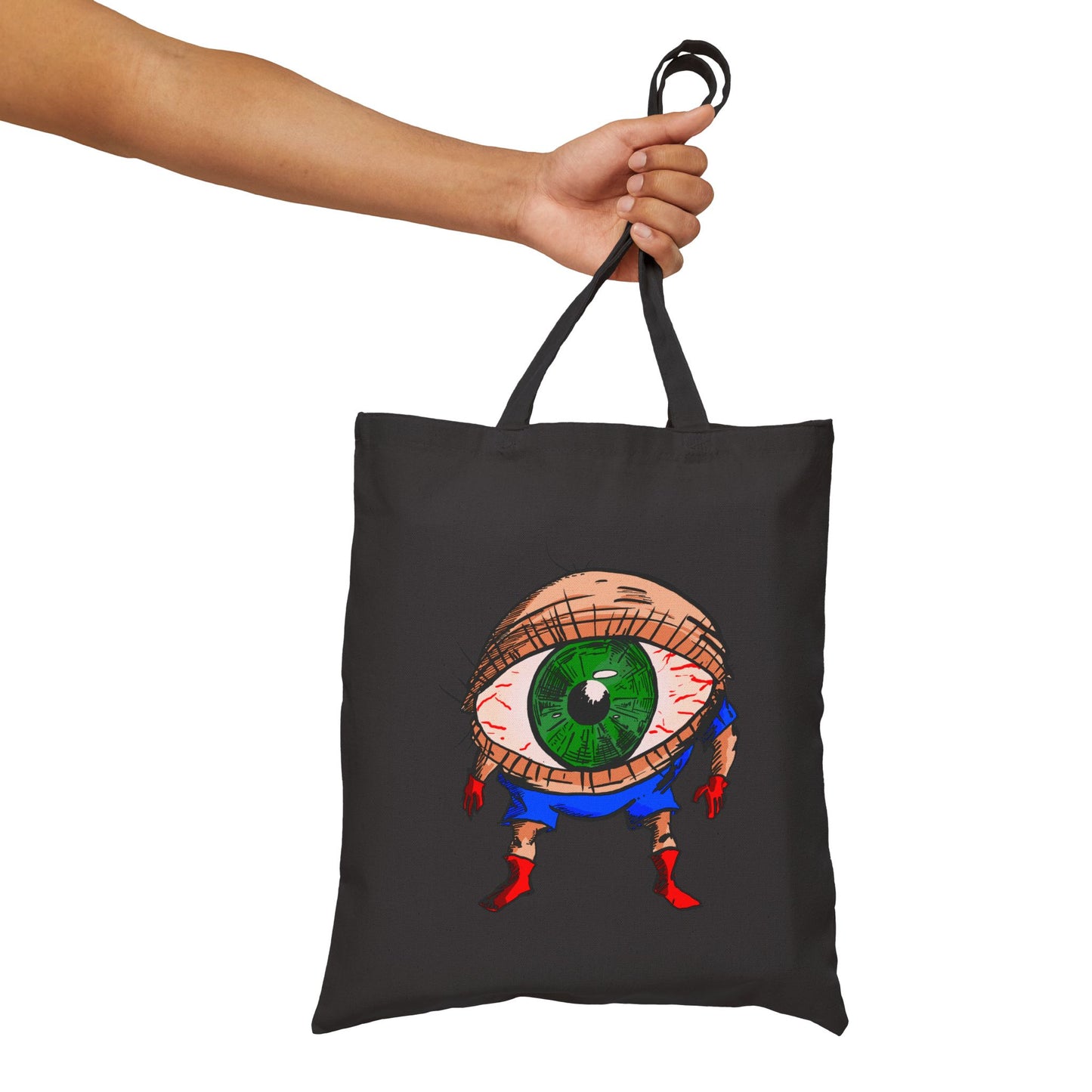 Terrif-EYE-ing Green Eye Tote Bag — Quirky Illustrated Canvas Shopper