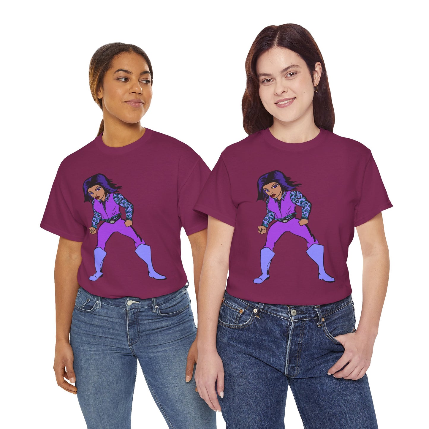 Retro Cartoon Hero Woman Character Unisex Heavy Cotton Tee, Vintage Graphic Tee, Fun T-Shirt, Gift for Fans, Casual Wear, Everyday Tee