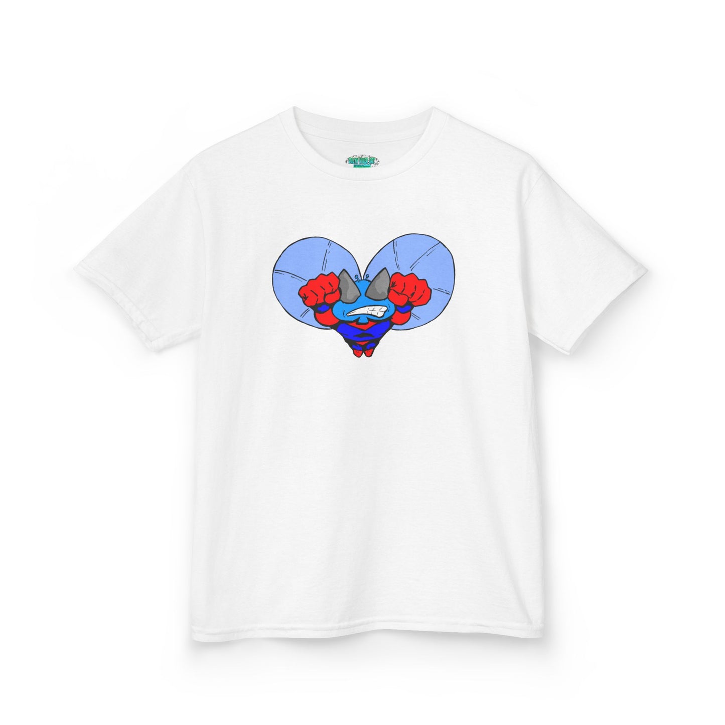 Astro-Fly Kids Superhero T‑Shirt — Cute Blue Hero Design