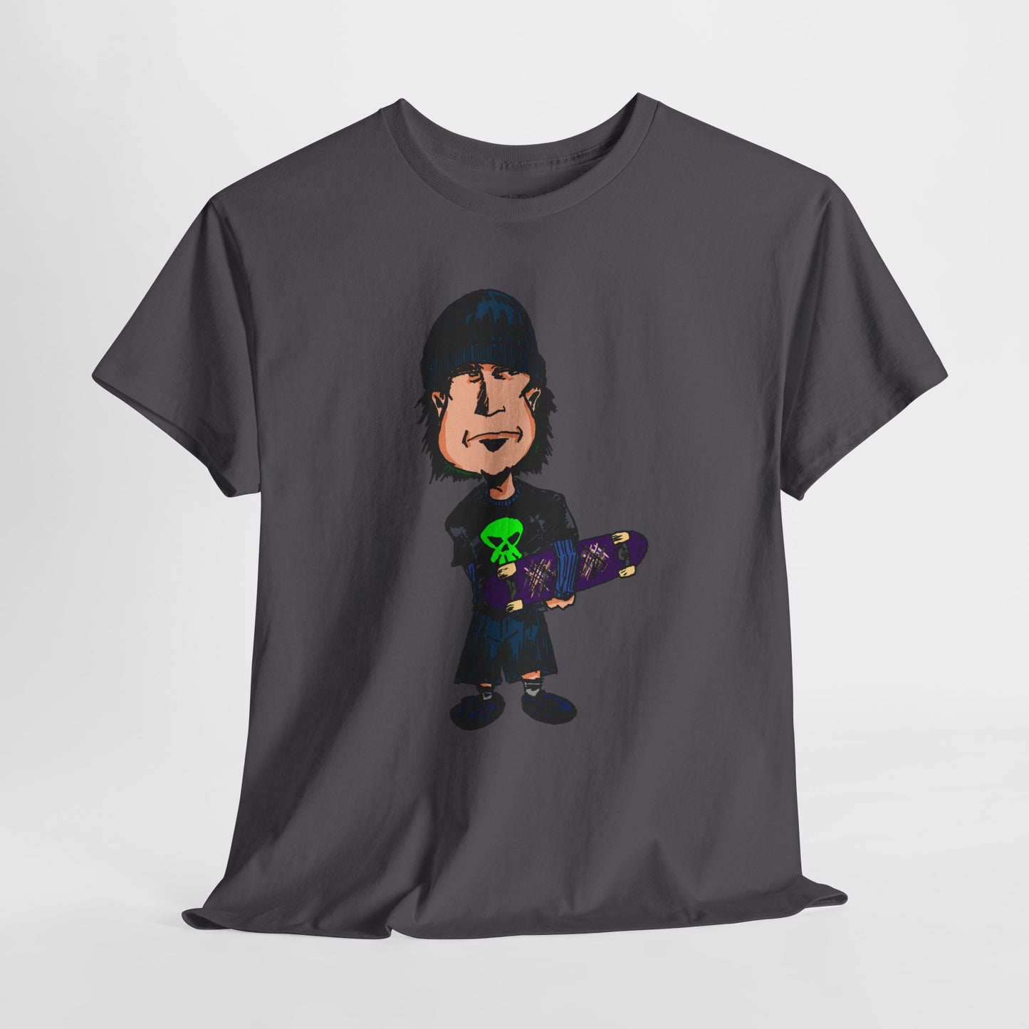 Rude Skater Dude - Skate Punk Cartoon Tee – Boy with Skateboard Graphic Shirt