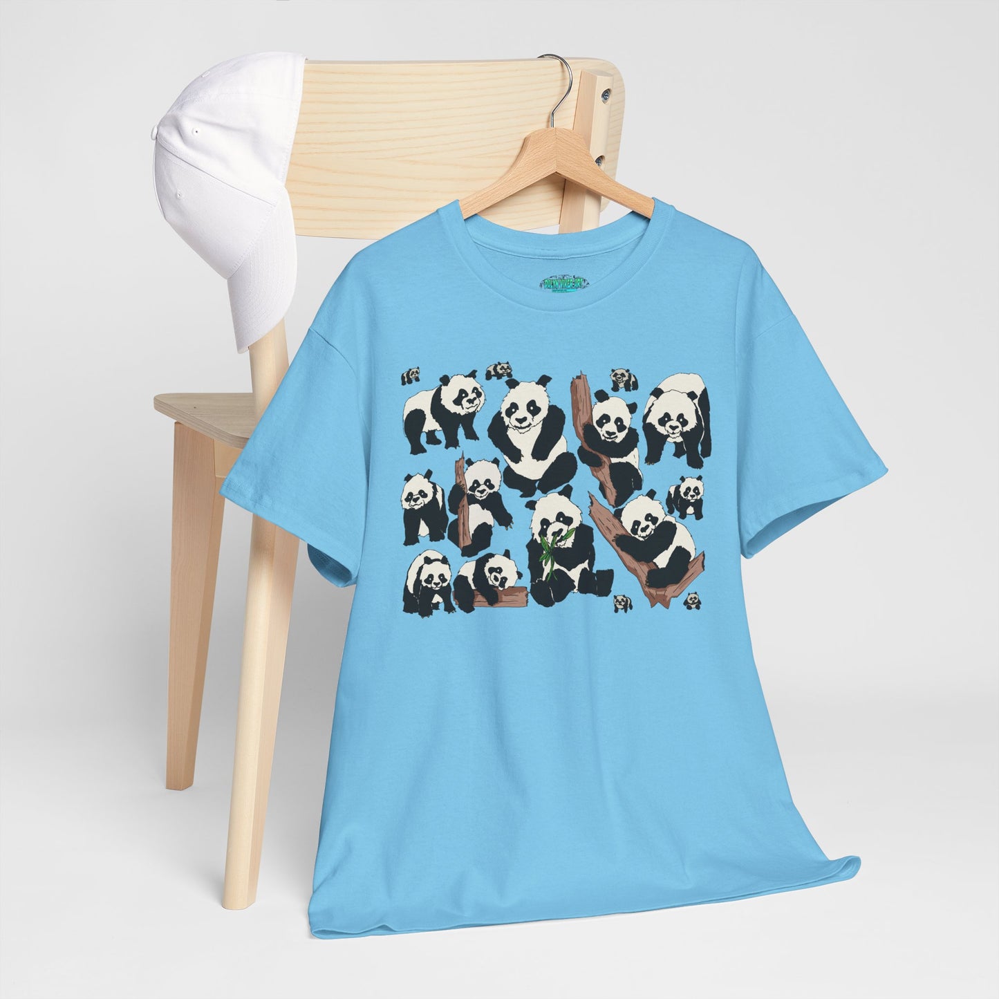 Cute Panda Design Unisex Heavy Cotton Tee | Animal Lover Gift, Casual Wear, Eco-Friendly Apparel, Nature Enthusiast Clothing
