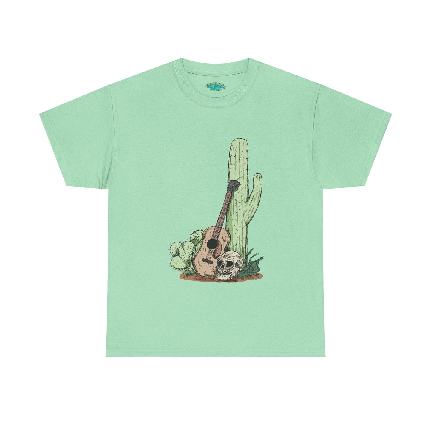 Desert Vibe Graphic Tee - Unisex Heavy Cotton Shirt, Boho Cactus Shirt, Guitar Lover's Gift, Summer Top, Music T-Shirt