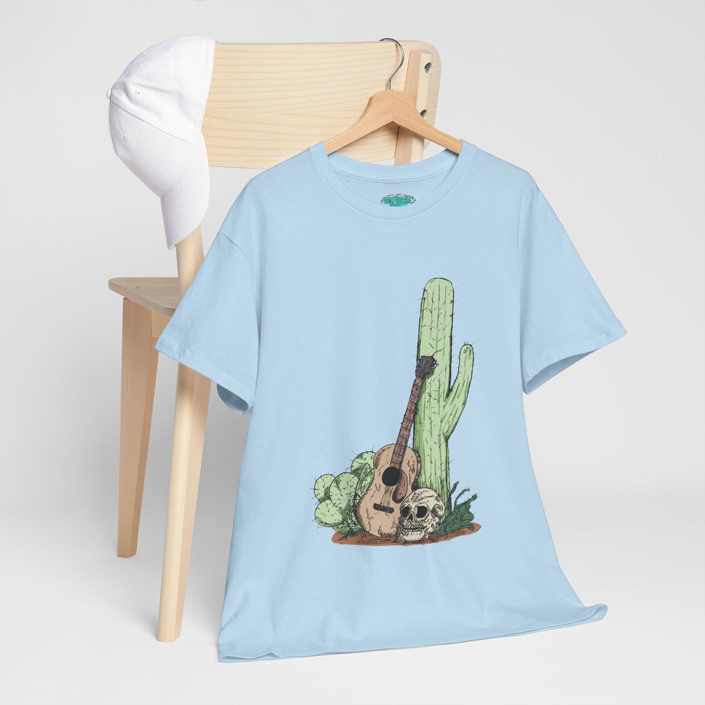 Desert Vibe Graphic Tee - Unisex Heavy Cotton Shirt, Boho Cactus Shirt, Guitar Lover's Gift, Summer Top, Music T-Shirt