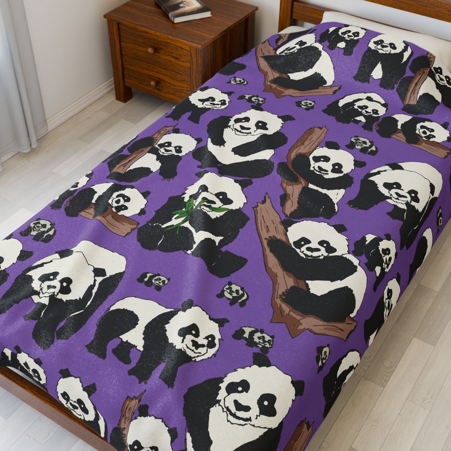 Cozy Panda Velveteen Plush Blanket, Soft Throw for Kids, Cute Animal Decor, Gift for Nature Lovers, Snuggle Up on Cold Nights