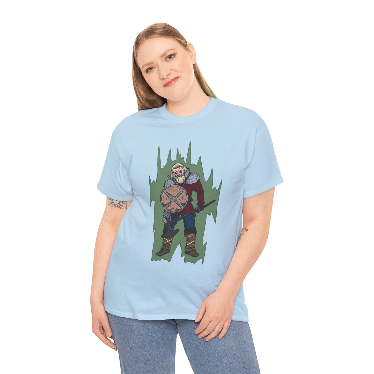 Epic Warrior Graphic Tee, Unisex Heavy Cotton Shirt, Casual Wear, Gamer Gift, Medieval Art Clothing, Battle Theme Fashion