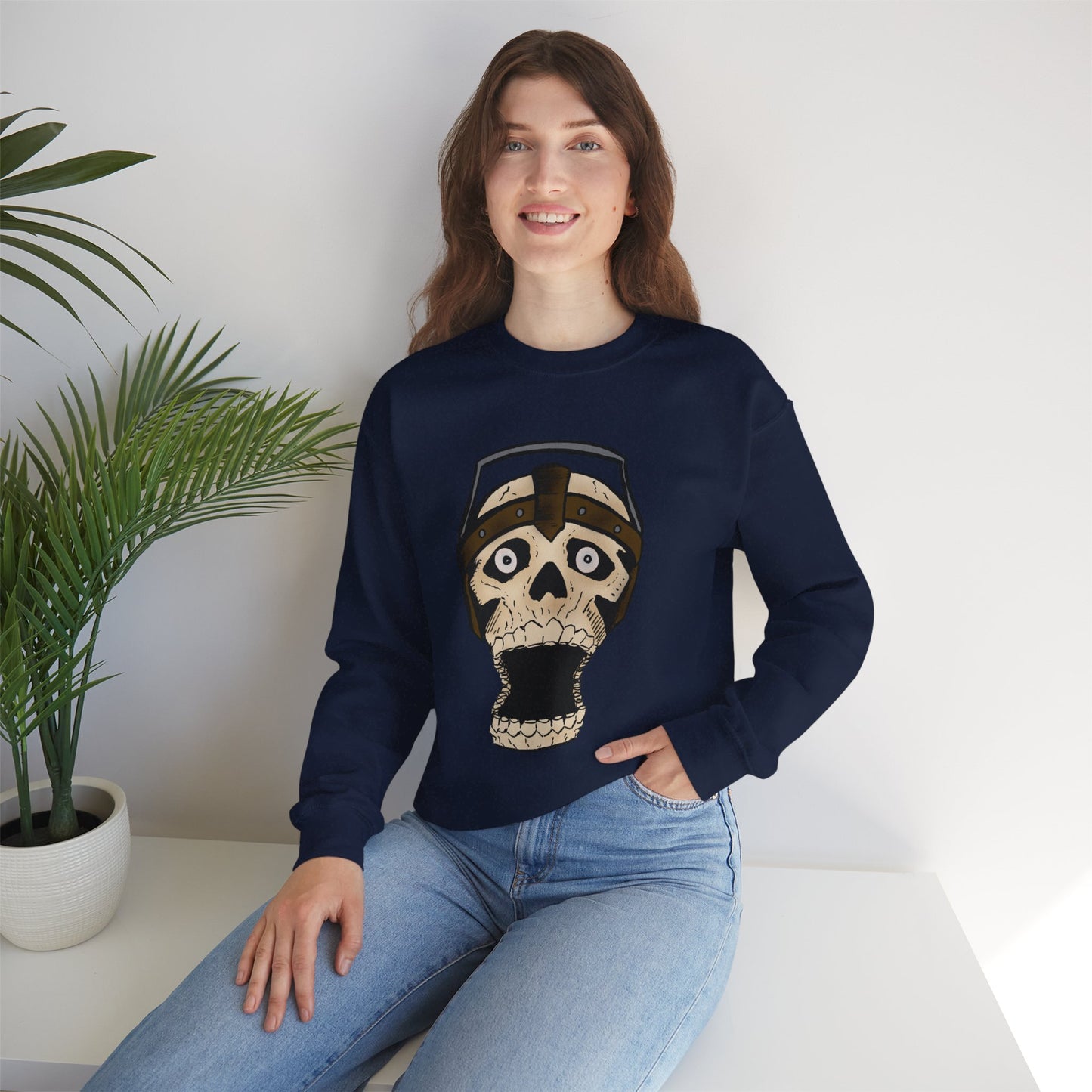Screaming Skull Graphic Crewneck Sweatshirt - Unisex Heavy Blend