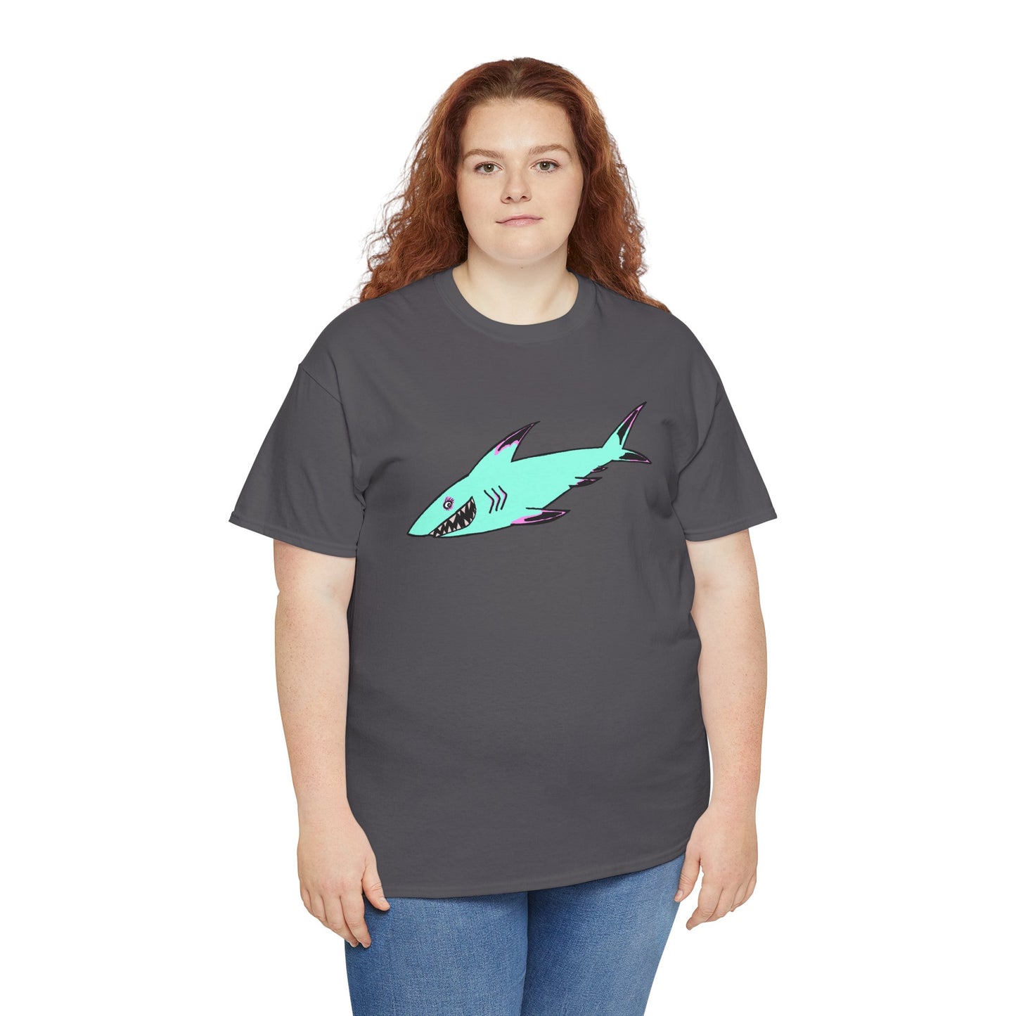 Cool Shark Graphic Unisex Heavy Cotton Tee, Ocean Lover Shirt, Beachwear, Casual Everyday Tee, Gift for Sharks Fans
