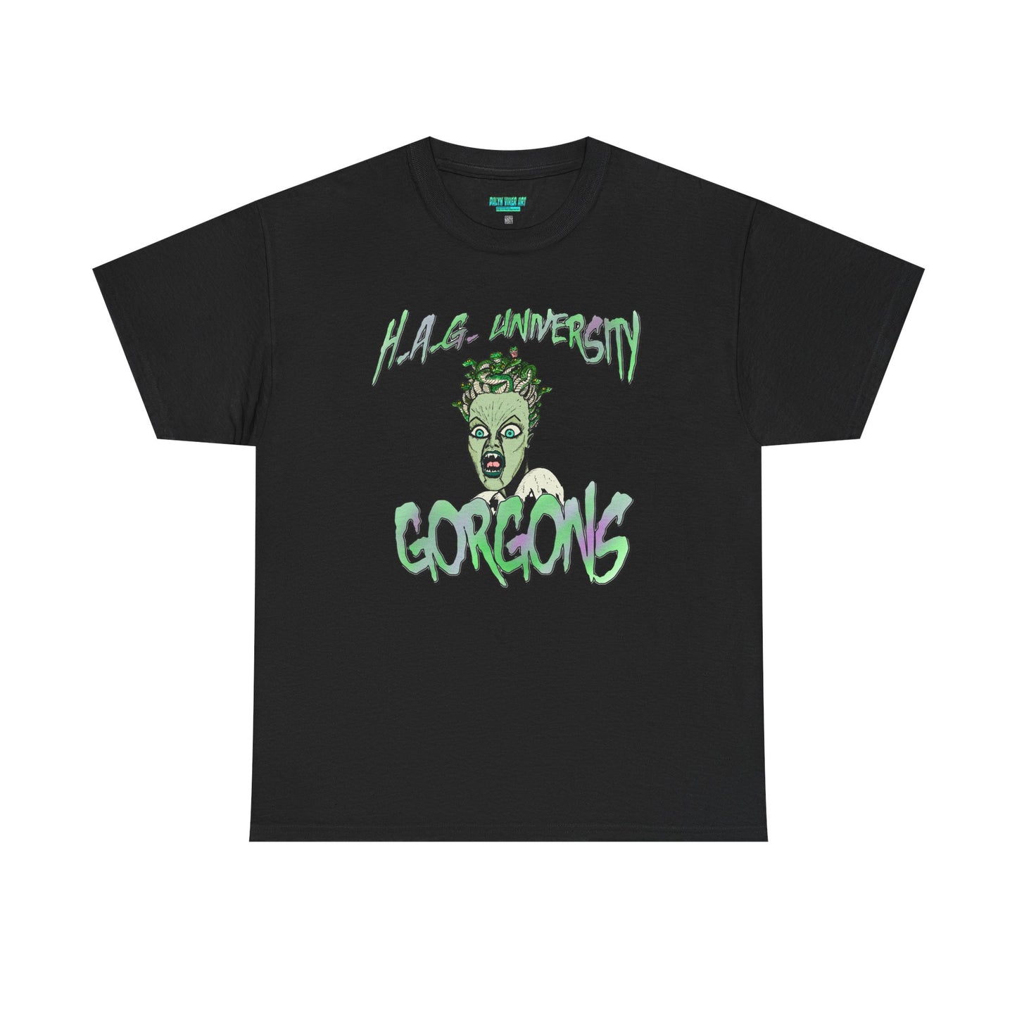 H.A.G. University Gorgons Unisex Heavy Cotton Tee - Spooky & Fun Graphic T-Shirt