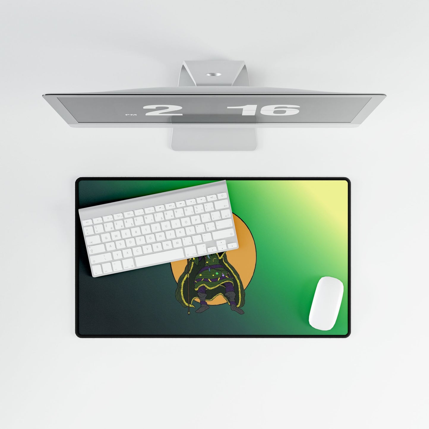 Wizard Desk Mat – Green Moon Gaming & Office Mouse Pad or Card Playing Mat