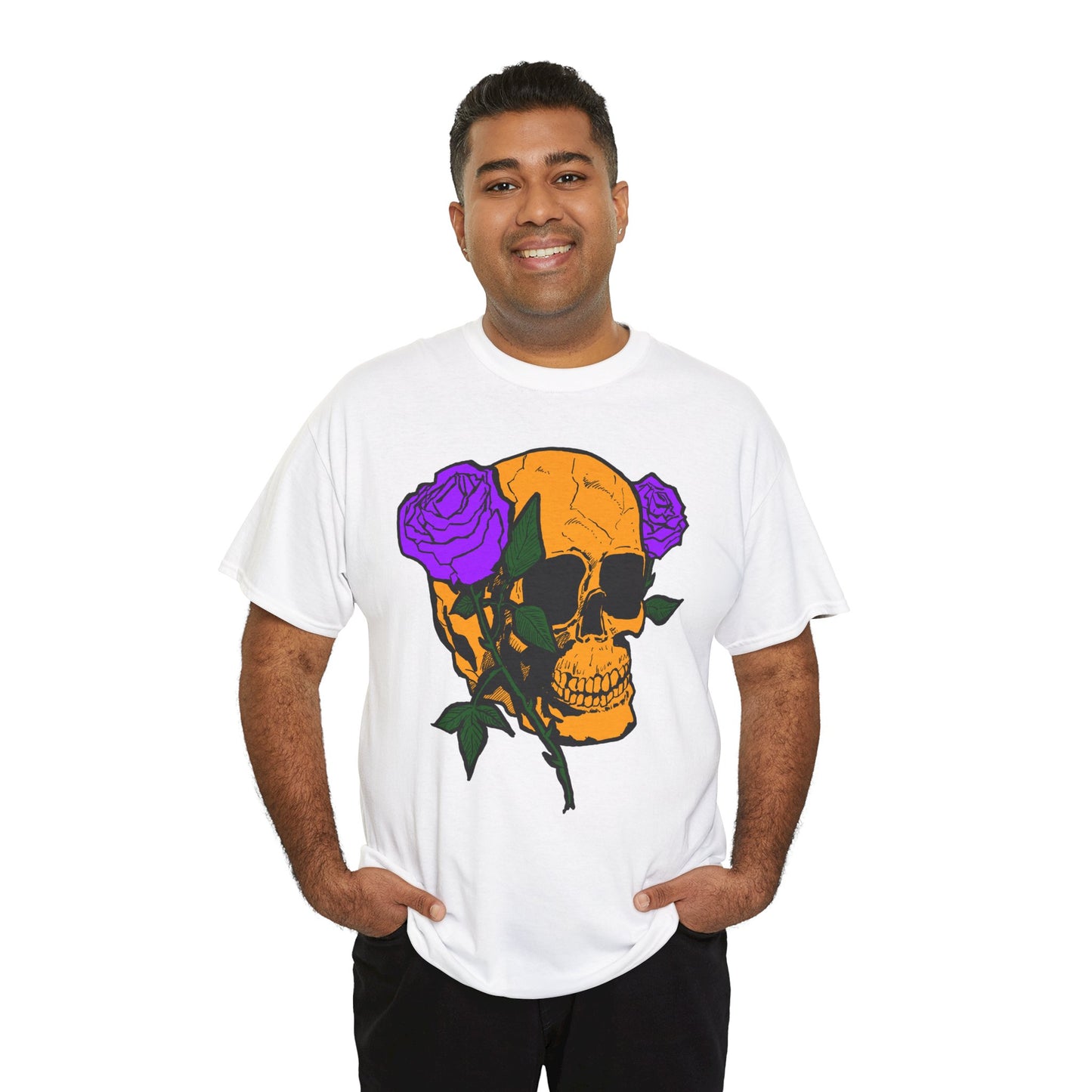 Skull and Roses Unisex Tee, Gothic Aesthetic Shirt, Vintage Graphic T-Shirt, Streetwear Essentials, Edgy Casual Wear