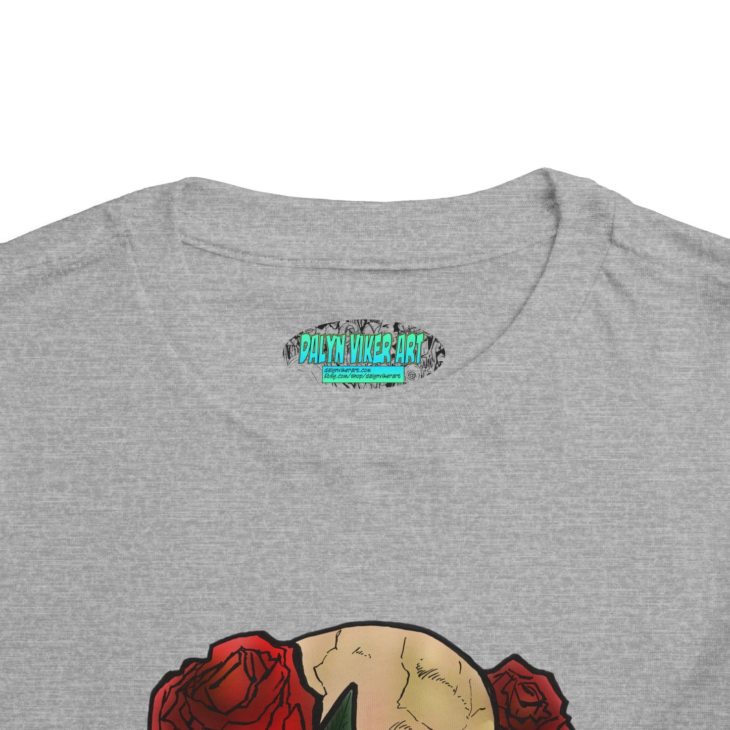 Toddler Tee — Skull with Red Roses Graphic