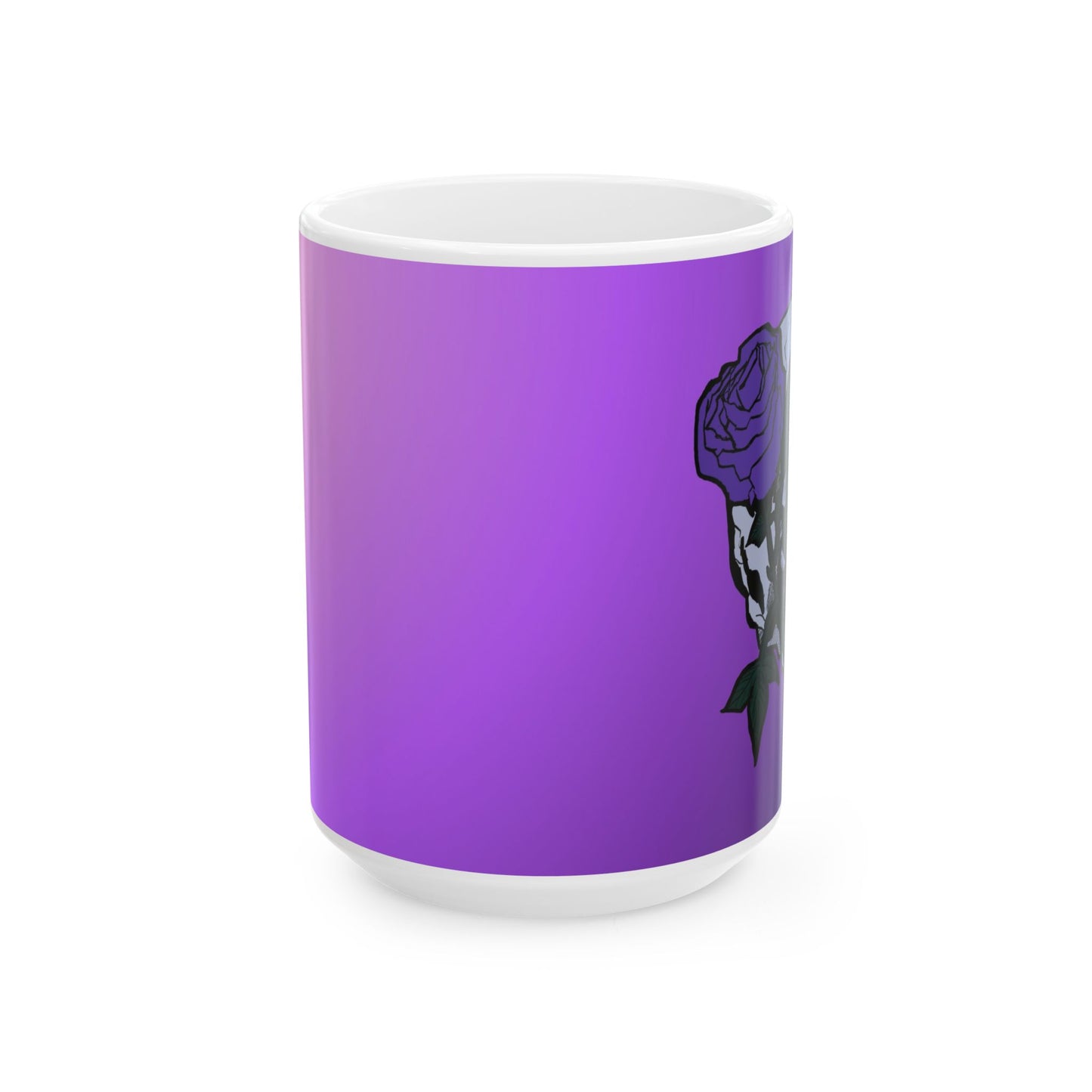 Purple Skull Rose Ceramic Mug — Gothic Floral Coffee Cup (11oz, 15oz)