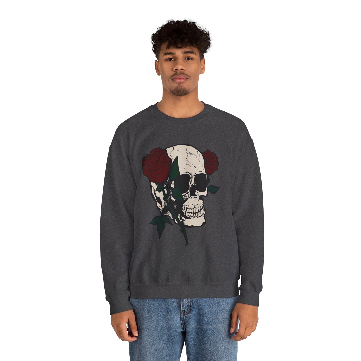 Skull & Rose Crewneck Sweatshirt - Unisex Heavy Blend™