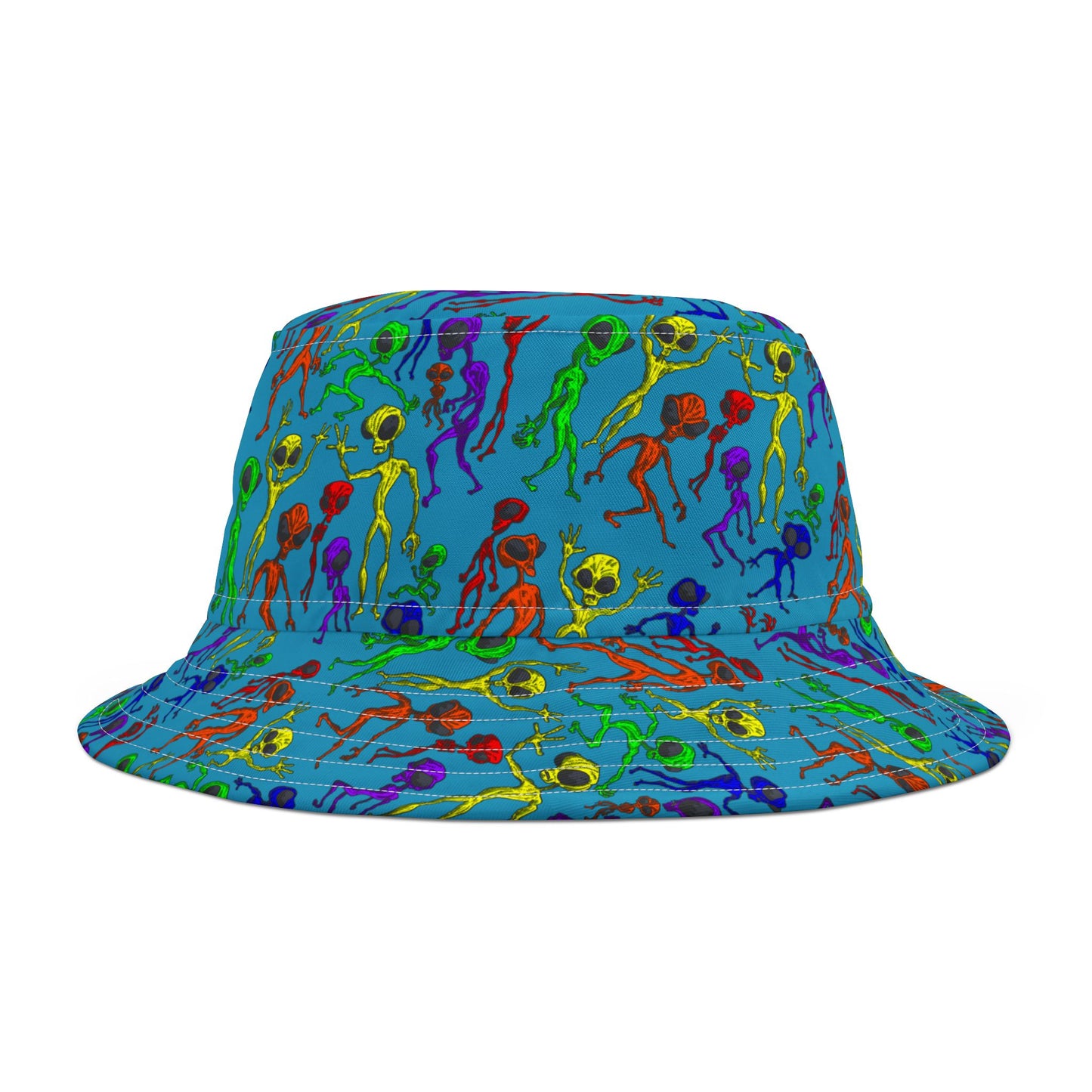 Colorful Alien Dance Party Bucket Hat, Fun Sun Protection for Festivals, Beach, Summer Vibes, Unique Gift for Kids & Adults